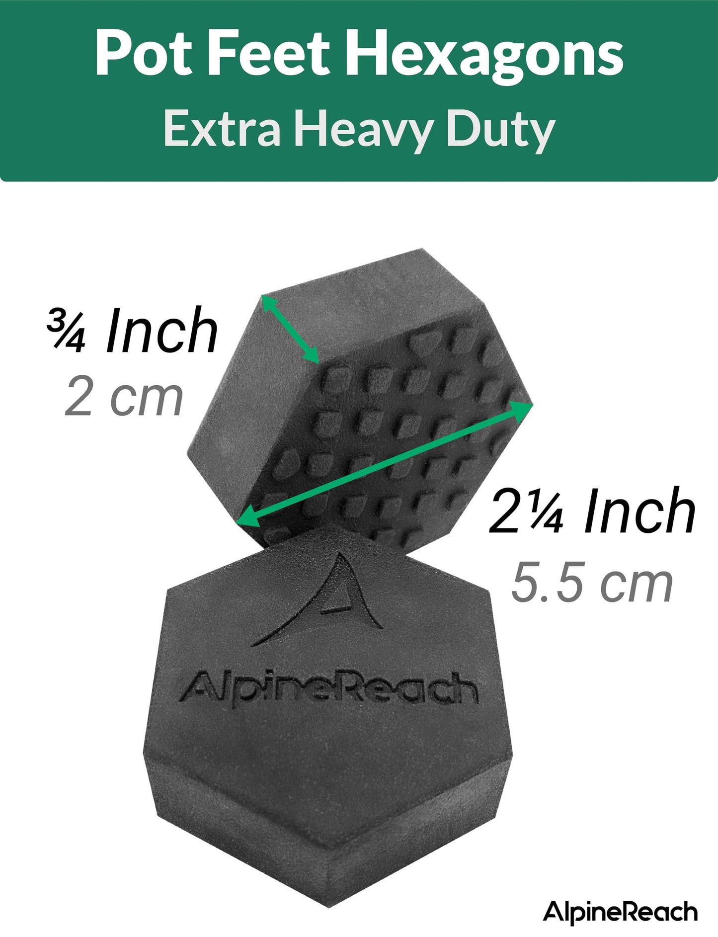 AlpineReach Extra Heavy Duty Pot Feet Risers 20 Pack Hexagons & Adhesive Pads - Protect Healthy Plants - Strong Invisible Supports Small Large Flower Planters Stability - Outdoor Lifter Toes Elevator