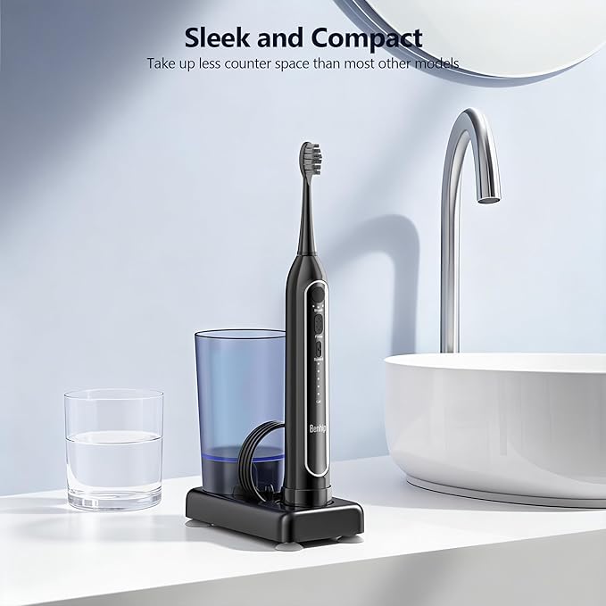 Water Flosser & Sonic Toothbrush Combo – 3 Toothbrush Modes & 5 Adjustable Flossing Speed for Complete Oral Care – IPX7 Waterproof, Fast Charging, Portable Travel Case (Black)