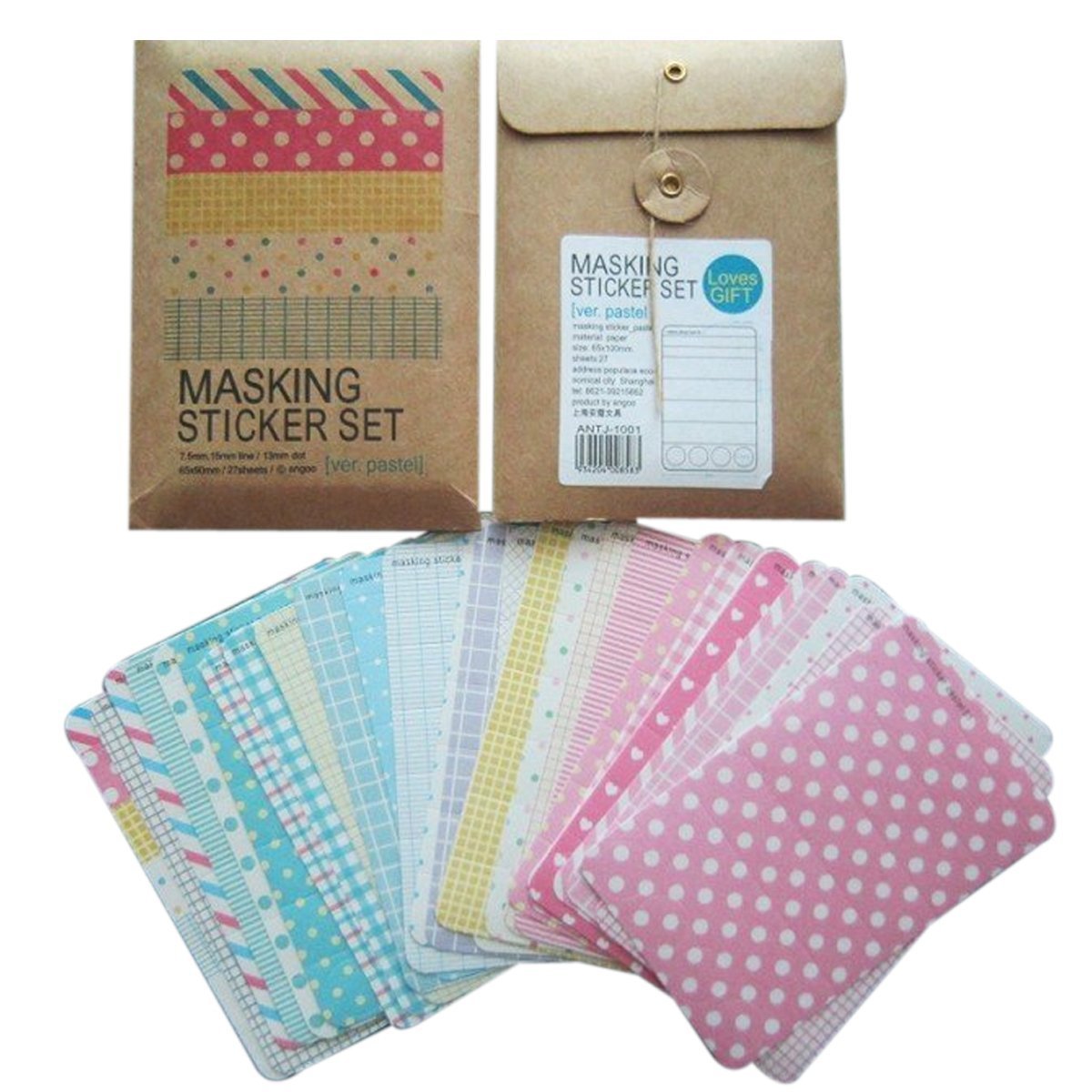 Wrapables® Decorative Patterns Masking Sticker Set (3 Set), Solid w/Tin + Basic + Pastel