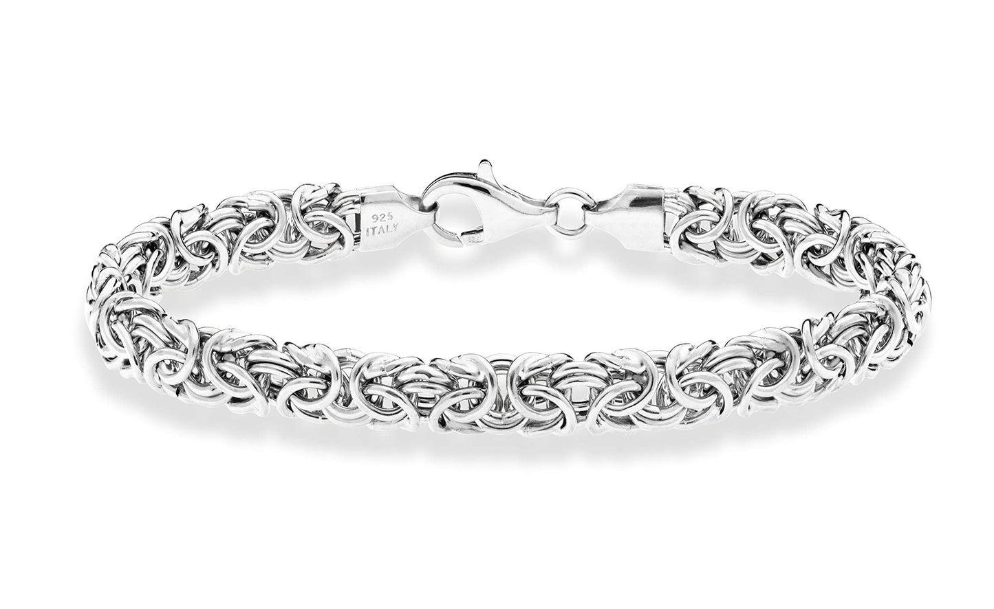 Miabella Italian 925 Sterling Silver Byzantine Bracelet for Women, Handmade in Italy (Length 8 Inches)