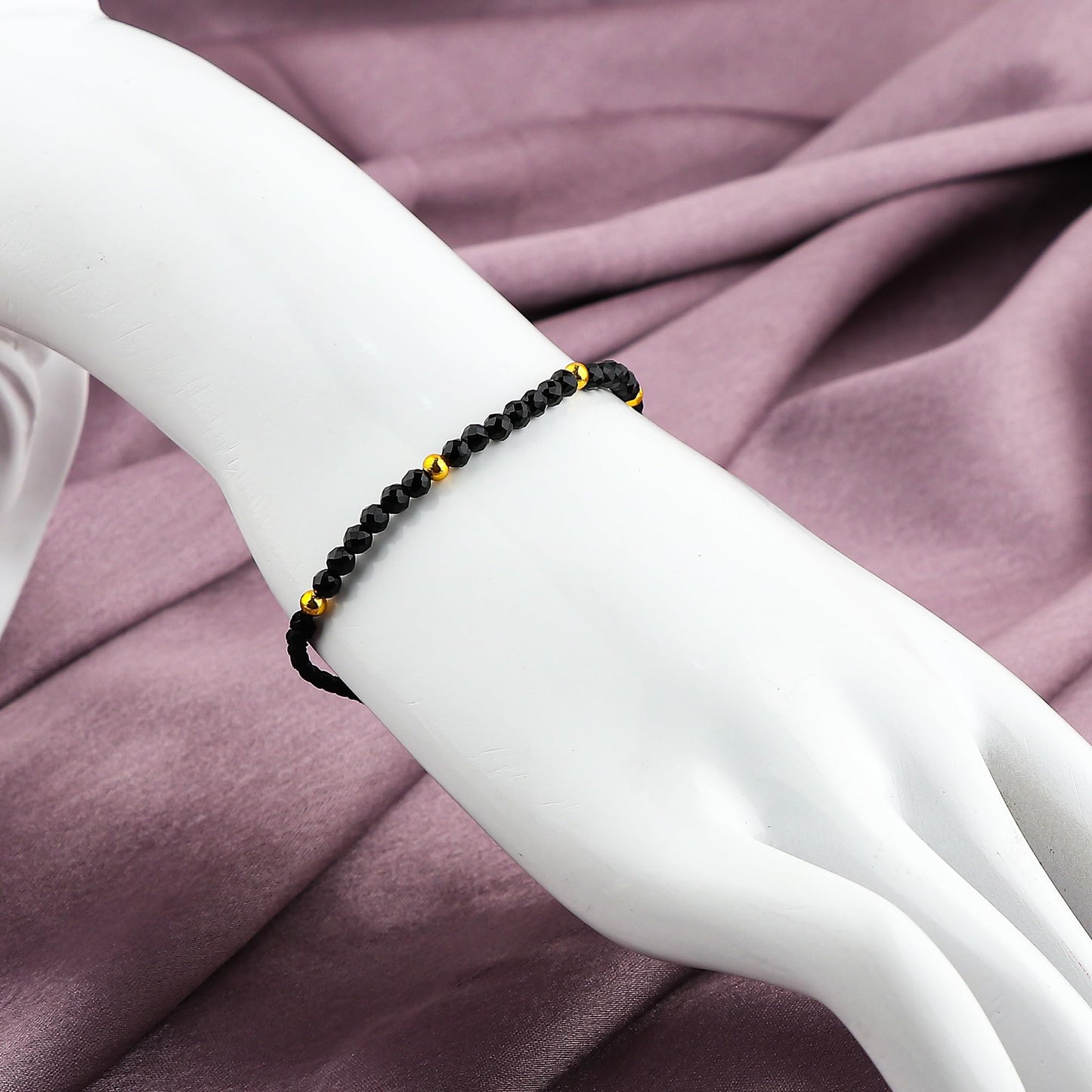 GEMSYMPHONY Black Spinel Gemstone Beads Braided Bracelet – 3.5mm Natural Stone Beads, Handmade Adjustable Braided Rope Bracelet, Healing Crystal Jewelry for Men & Women, Unisex Boho Gift