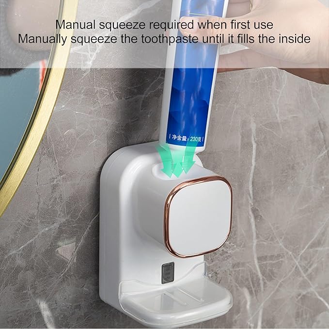 Automatic Toothpaste Dispenser with Responsive Sensor,Tooth Pastetooth Paste Dispenser Automatic Dispensing,Toothbrush Holder Wall Mounted Space Saving for Adults Family (White)