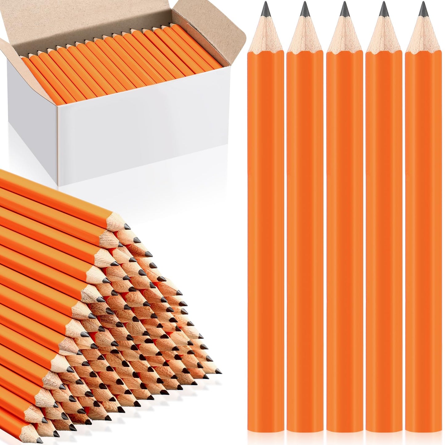 Crtiin 1152 Pcs Golf Pencils Bulk No. 2 HB Short Pre Sharpened Pencils for Classroom Office Supplies, 4 Inch(Orange)