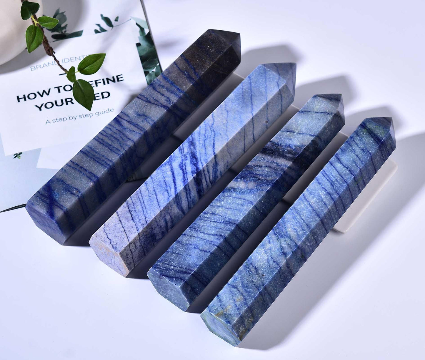 AMOYSTONE Extra Large Healing Crystal Obelisk Tower Blue Aventurine Point Wand Crystal Decor Reiki 2.2-2.6 LBS