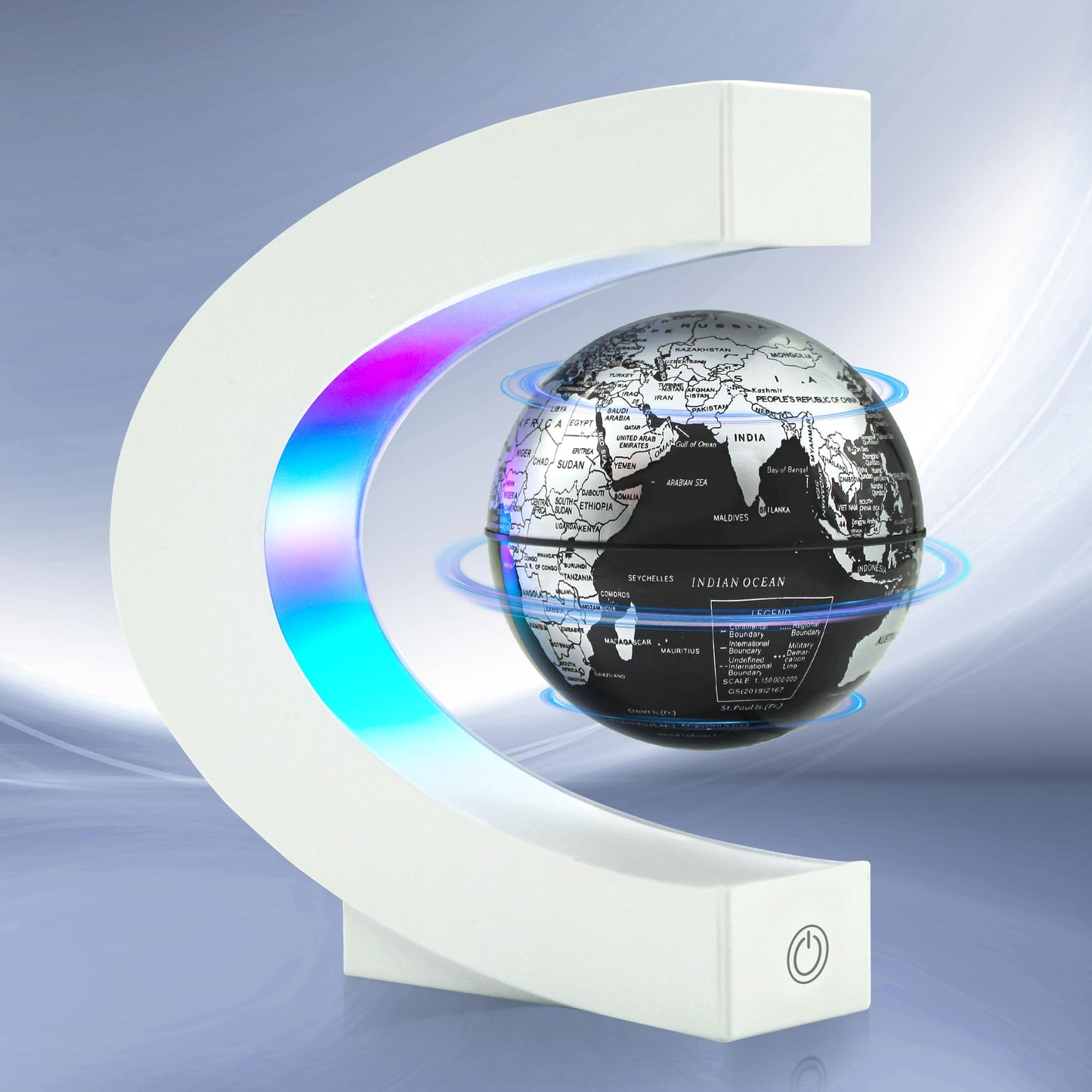 Flagest Magnetic Levitating Globe with LED Light, C Frame Floating World Globe Lamp, Cool Gadgets for Men Boys and Girls, Cool Stuff Tech Gifts for Office Bookshelf Home Desk Decor