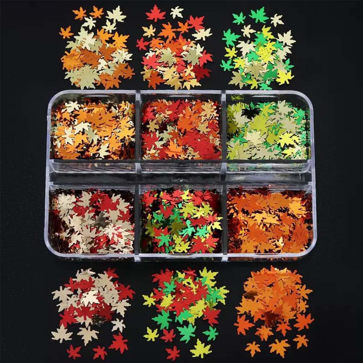 3Boxes Fall Nail Glitter Sequins 3D Maple Leaf Holographic Nail Art Flakes Mixed Shiny Fallen Leaf Nail Flakes Thanksgiving Autumn Ginkgo Nail Decoration for Women DIY Manicure Supplies Accessories