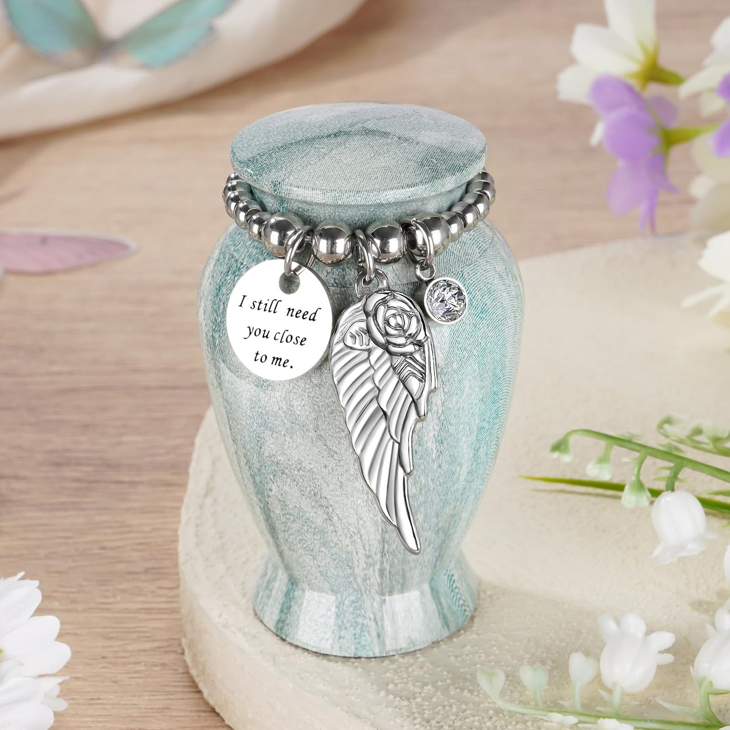 Dletay Small Urns for Human Ashes Keepsake with Box 2.85 Inch Memorial Mini Cremation Urn for Women Men Aluminum Decorative Funeral Urns Case- Lake Green