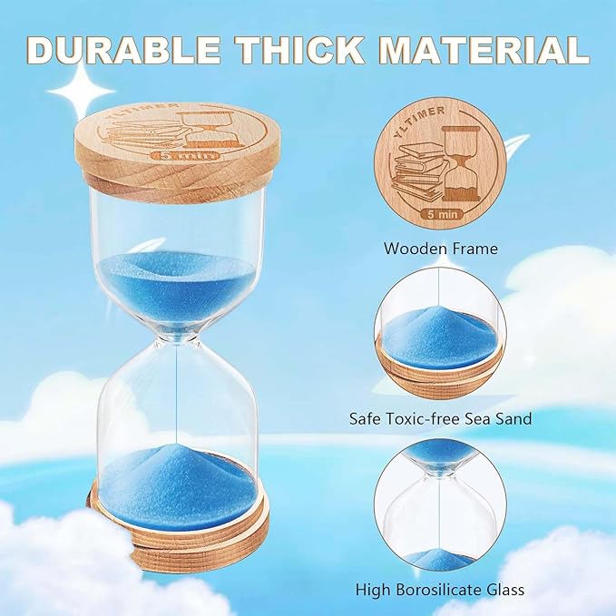 60 Minute Sand Timer Hourglass:Beech Wooden Sand Clock,Large Blue Sand Watch 60 Min,Reloj De Arena,Hour Glass Sandglass for Home,Classroom,Decor,Kitchen(Blue)