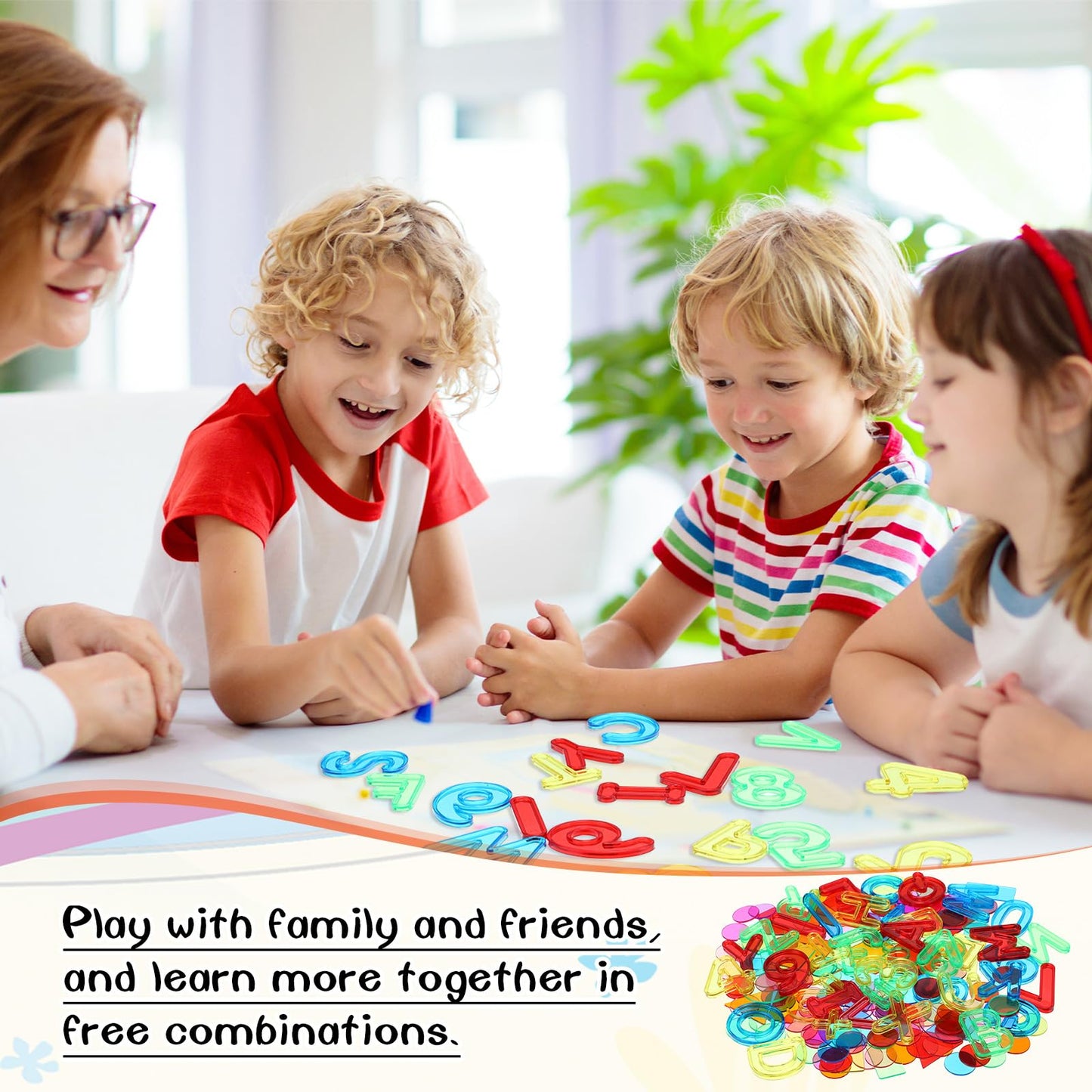 Rotatingpals 172 Pcs Translucent Light Table Manipulatives for Preschool Classroom Include Colorful Plastic Transparent Letters and Numbers Round Chips Geometric Sheet for Students Counting Spelling