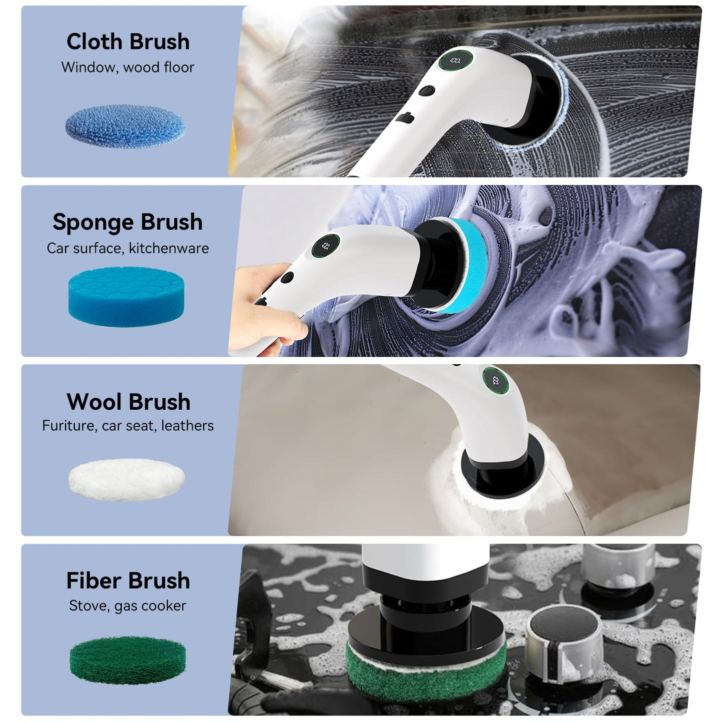 Swyprrix Electric Bathroom Cleaning Brush, Cordless Spin Scrubber Full Body Waterproof IPX7 with Adjustable Handle, 8 Replaceable Brush Heads for Bathtub/Kitchen/Window/Home -SD-CTB01