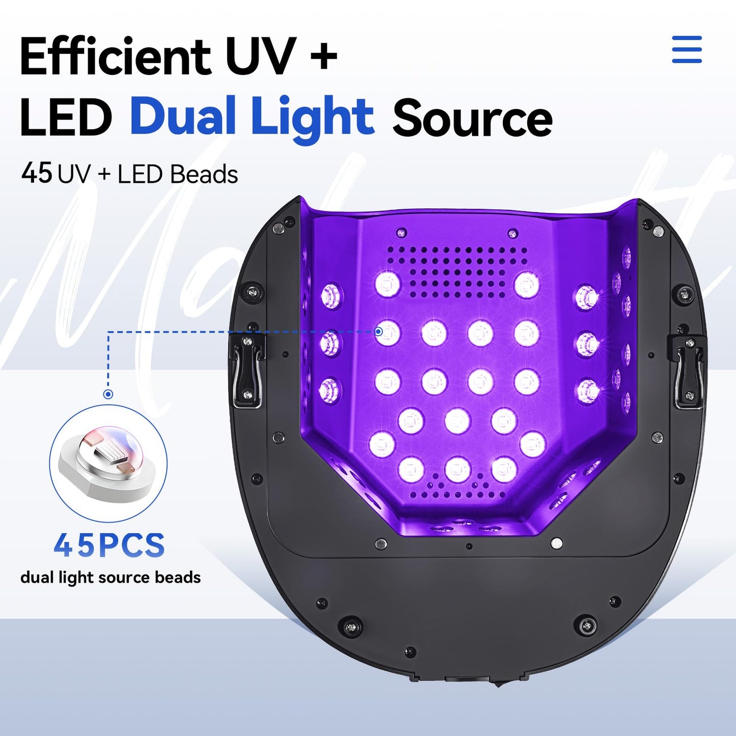 Makartt UV Nail Lamp – 30W Fast Curing UV Light with Handle Rechargeable Cordless Nail Dryer for Gel Nail Polish with 45 Beads Dual Lights 4 Timers LCD Smart Sensor for Nail Art Design(Matte Black)
