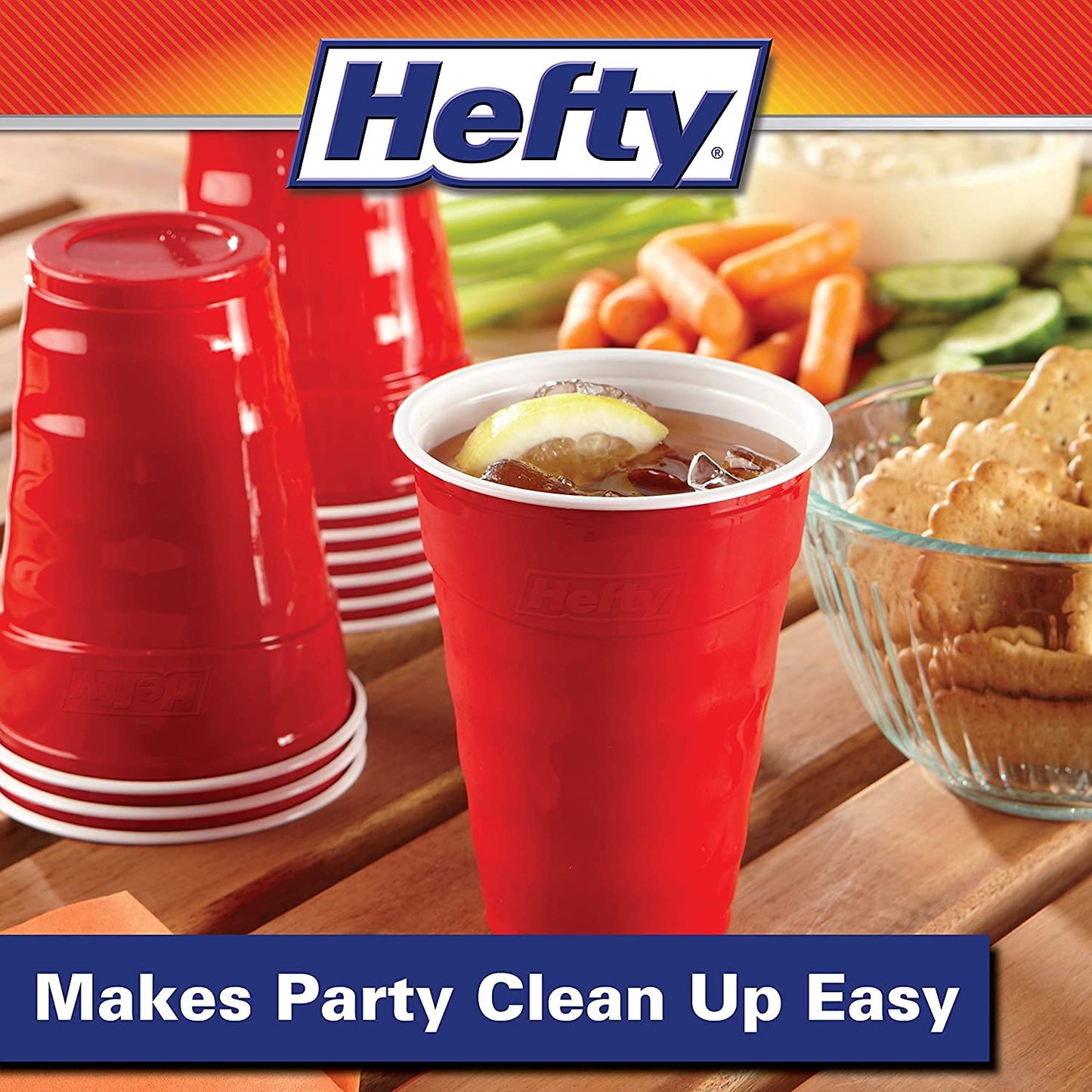 Hefty Easy Grip Disposable Plastic Cold Cups, Red, 18 Ounce (50 Count (Pack of 3))