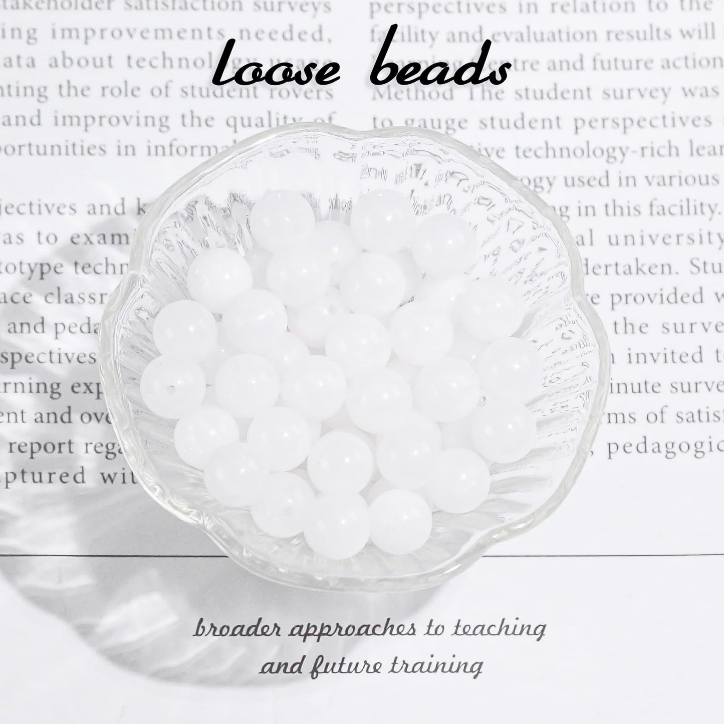 4mm Natural Gemstone Round Small Beads for Jewelry Making White Jade Crystal Beads for Bracelets Necklace Earrings Making Supplies (15"/Strand)