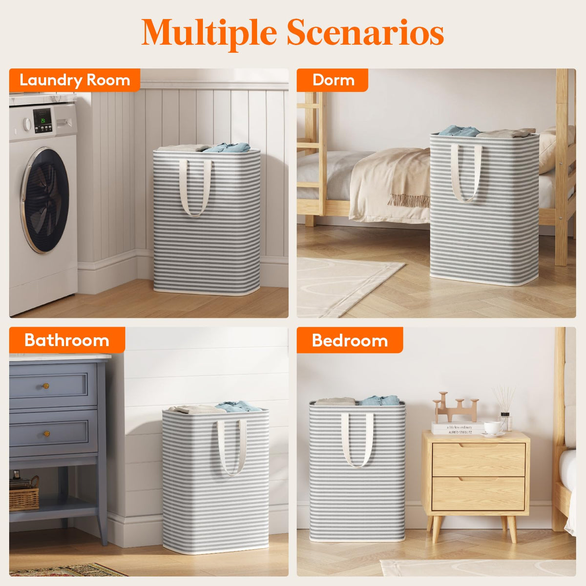 65L Collapsible Laundry Basket with Extended Handles