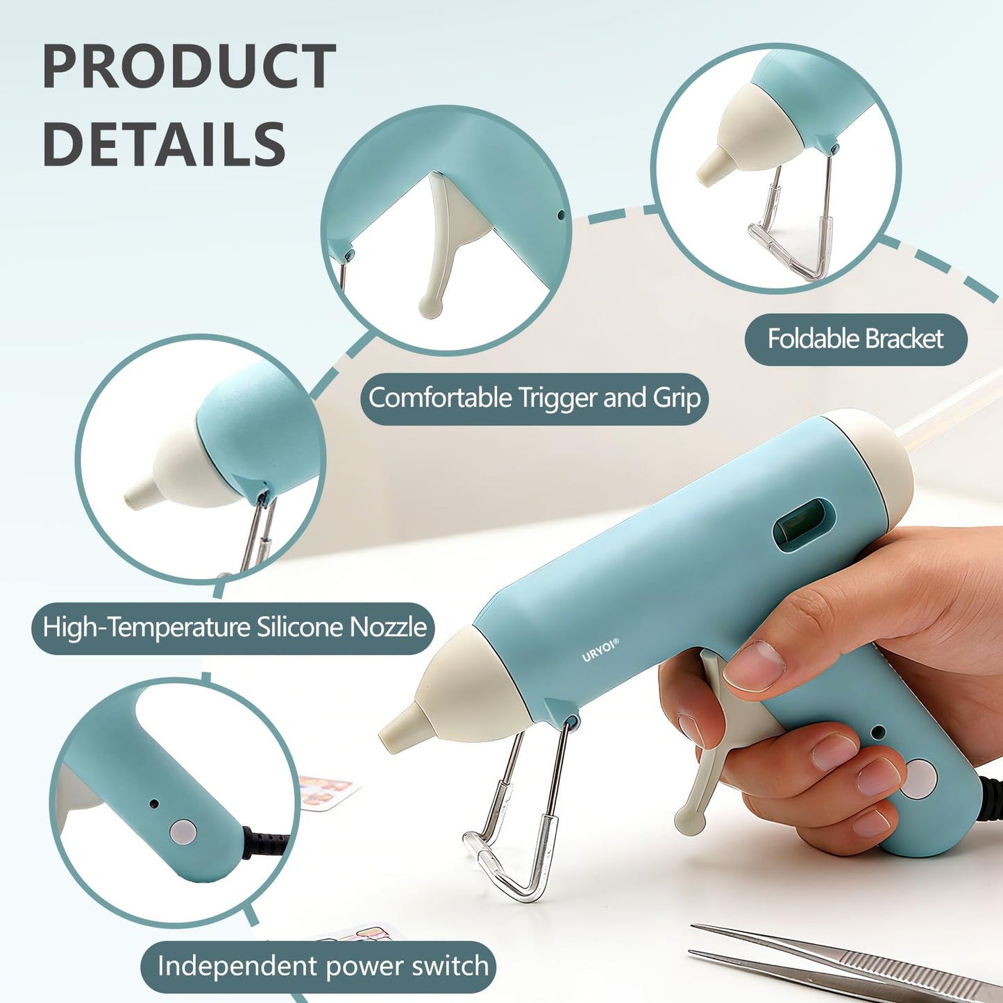 20W Fast Heating Hot Glue Gun, Anti-Drip No Drip Hot Melt Glue Gun with 20 Glue Sticks, 90s Quick Preheat Mini Glue Gun for DIY Crafts, School Projects, Home Repairs & Art Creation (Blue)