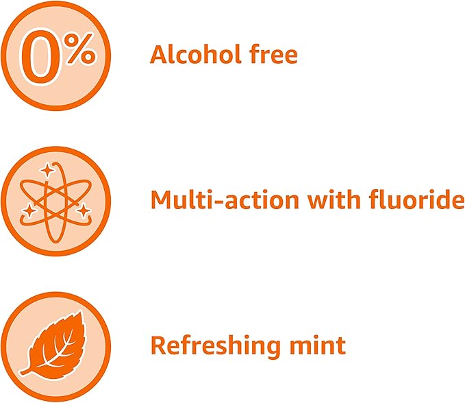 Amazon Basics Anticavity Fluoride Mouthwash, Alcohol Free, Refreshing Mint, 1 Liter, 4-Pack