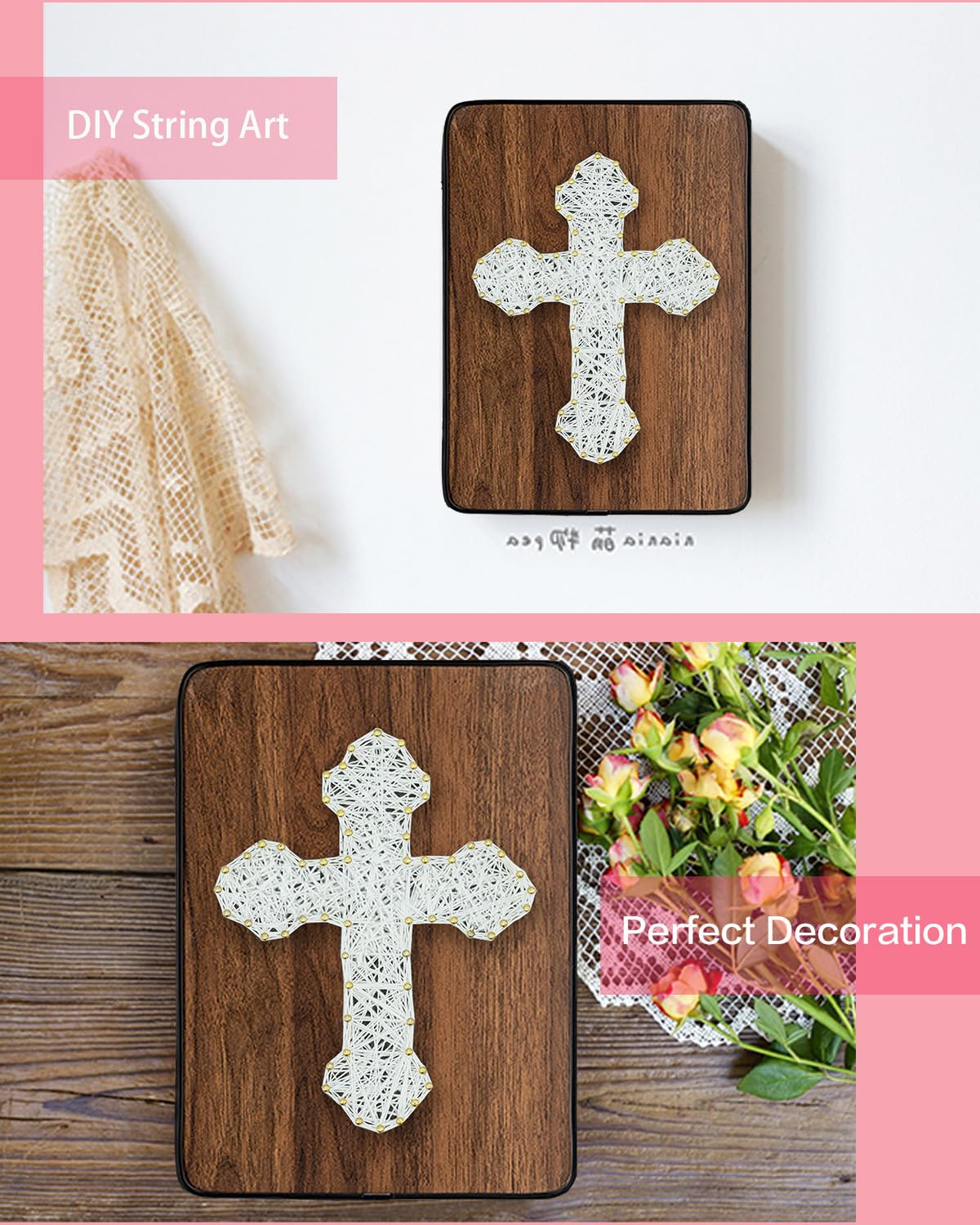 BAZIMA DIY String Art Kit for Beginner, DIY Cross Craft Kit,Unique Gift,Craft Kit for Holidays