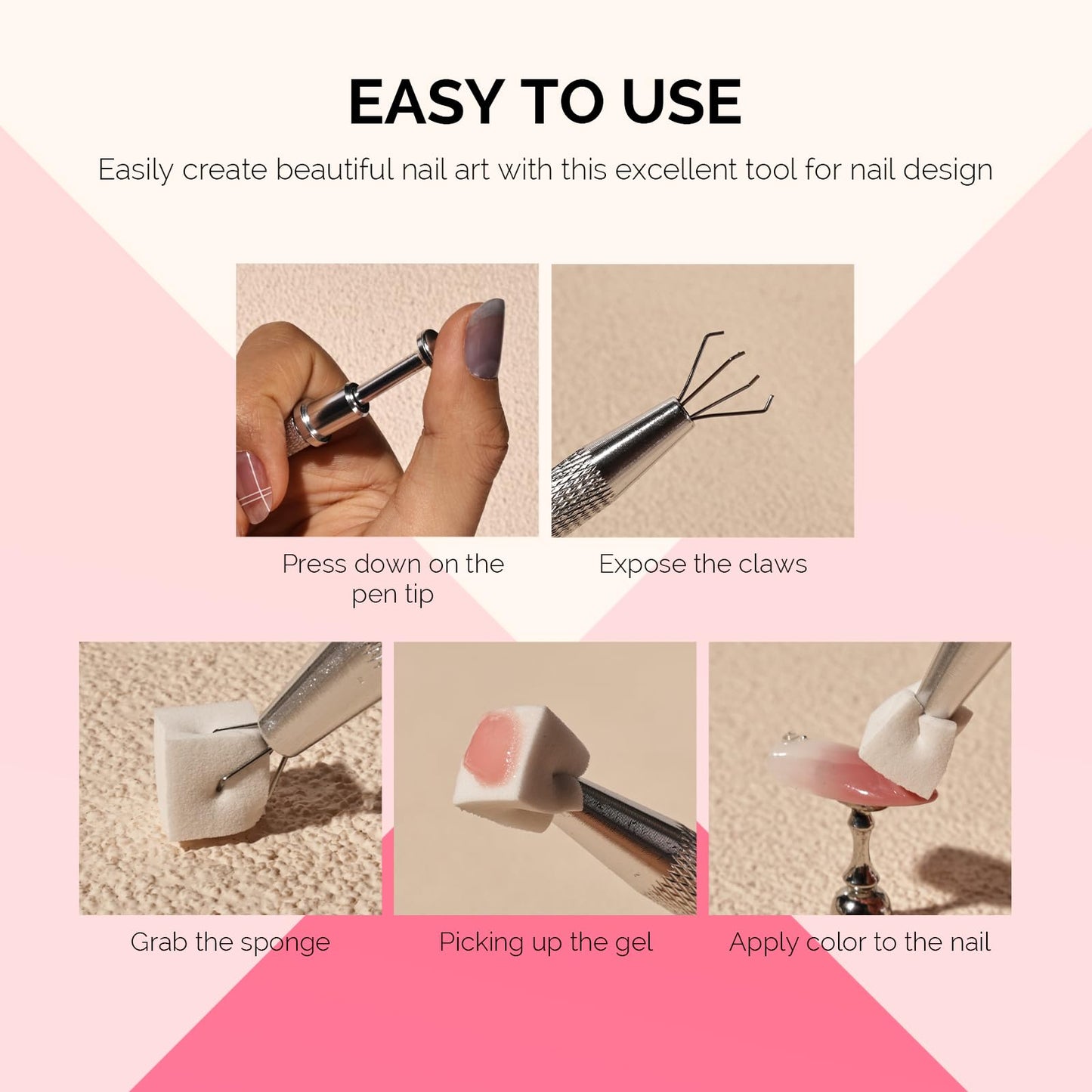 MelodySusie 100Pcs Soft Nail Sponges for Ombre with 3Pcs Nail Drill Bits Set, Long Flame, Smooth Round Top Small Barrel and Tapered Nib Bits