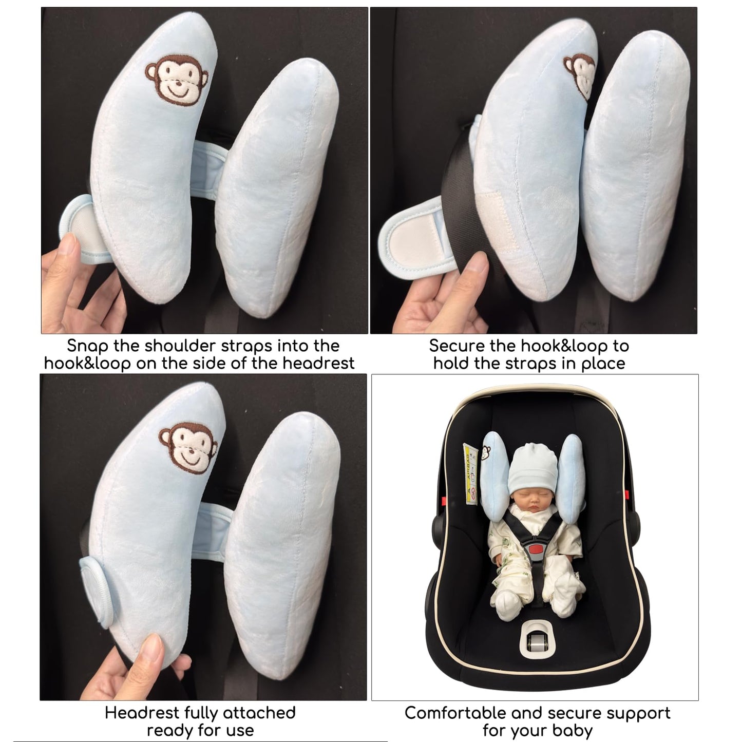 StoHua Adjustable Baby Head Neck Support Pillow,Baby Travel Pillow Cushion for Car Seat,Stroller Headrest Pillow for Infants,Head and Neck Support Pillow for Pushchair,Blue