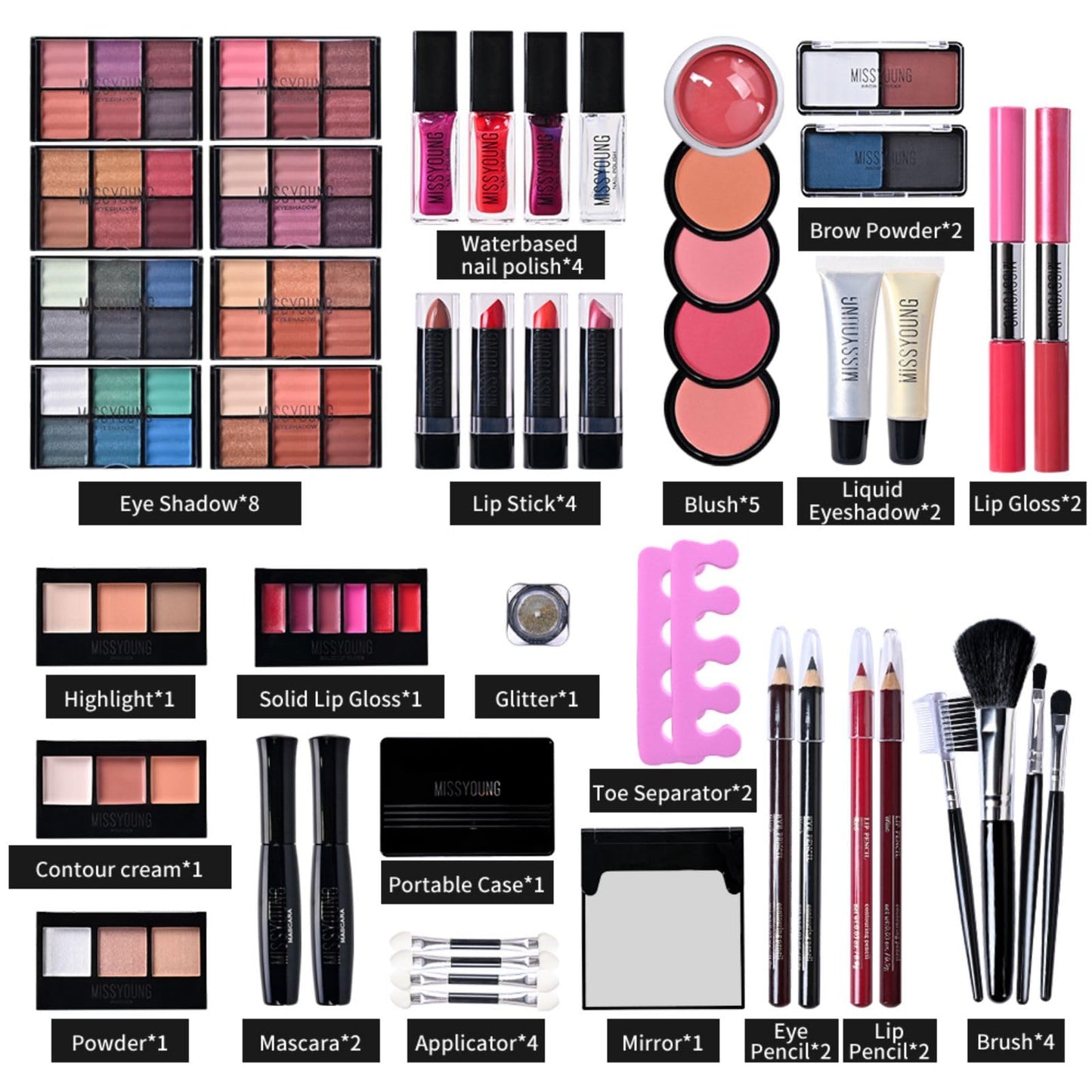 FantasyDay All-in-one Holiday Make up Gift Set | Makeup Kit for Women Full Kit Essential Starter Bundle Include Eyeshadow Palette Lipstick Blush Foundation Concealer Face Powder Mascara Lipgloss Brush