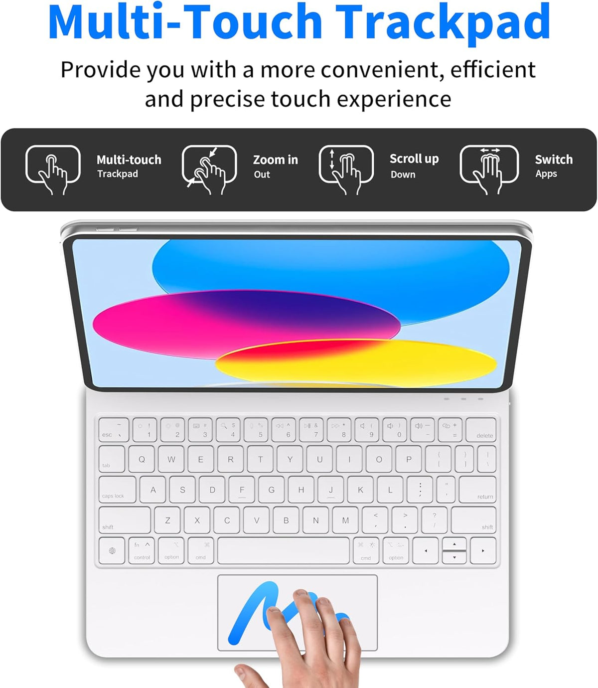 Keyboard Case for iPad 11th (A16, 2025) and iPad 10th Generation (10.9" 2022), Magic Keyboard for ipad 10th Generation with Multi-Touch Trackpad, Floating Cantilever Stand, Backlit Keys (White)
