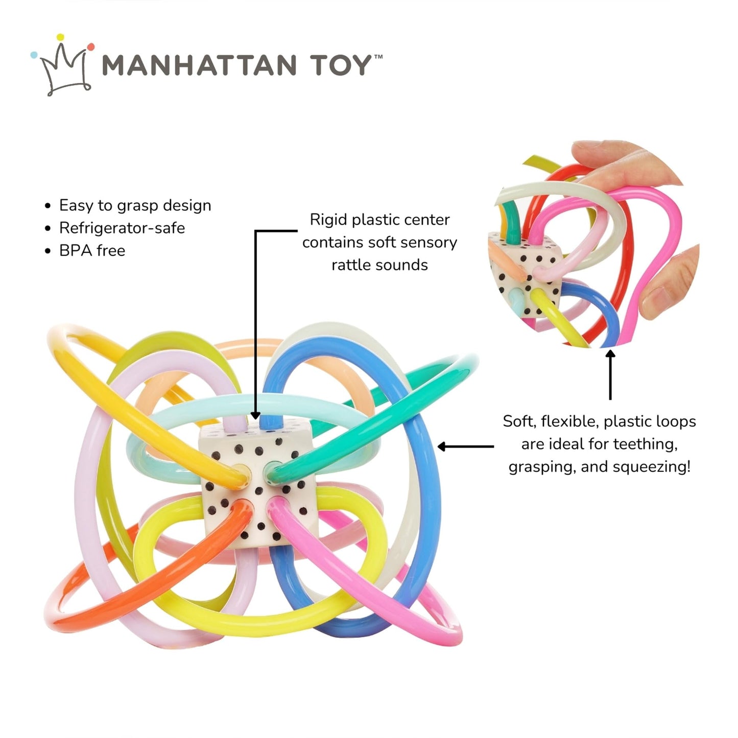Manhattan Toy Winkel Colorpop Rattle & Sensory Teether Toy
