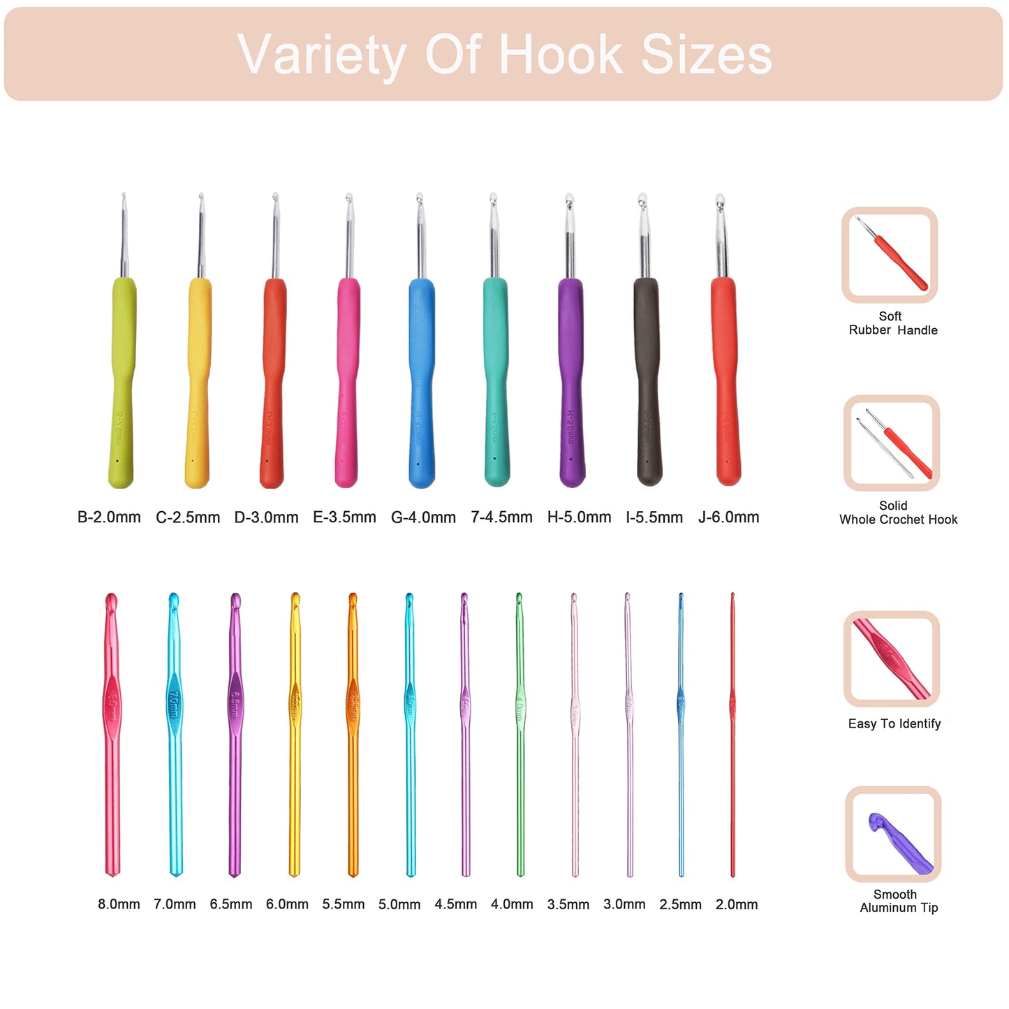 SHAXANO Crochet Hooks Kit with Case, 86-Piece, Ergonomic Crochet Needles Weave Yarn Kits DIY Hand Knitting Art Tools for Beginners and Experienced Crochet Lovers