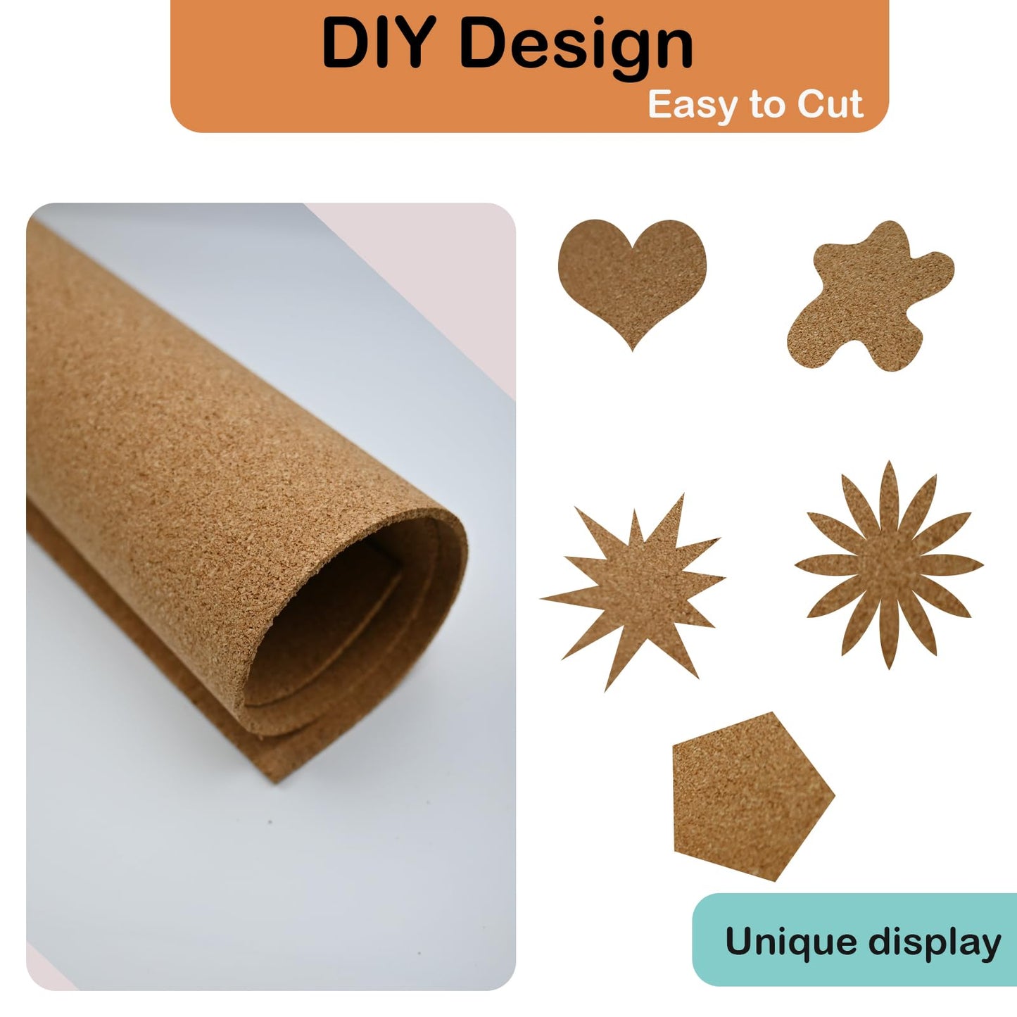 15.8"x19.7"(40x50cm) Cork Board Roll, 1/8" (3mm) Thick Cork Boards for Walls, Ideal for Office, Home, School