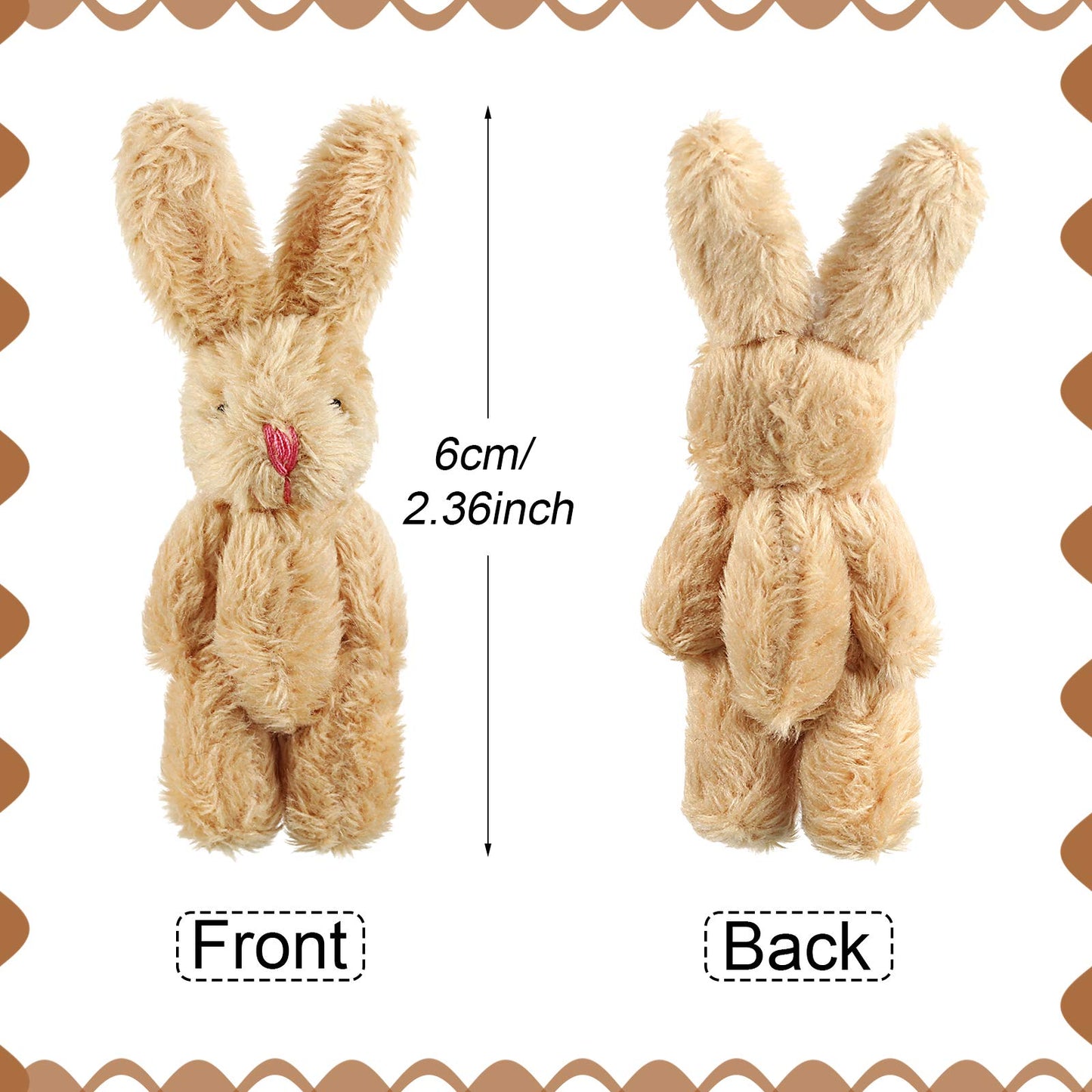 Sumind 20 Pieces Mini Plush Rabbit Tiny Joint Bunny 2.4 Inch Small Rabbit Doll Soft Bunny Stuffed Animal Toys for Birthday Cake Wedding Decorations Party Favors(Long Plush Style)