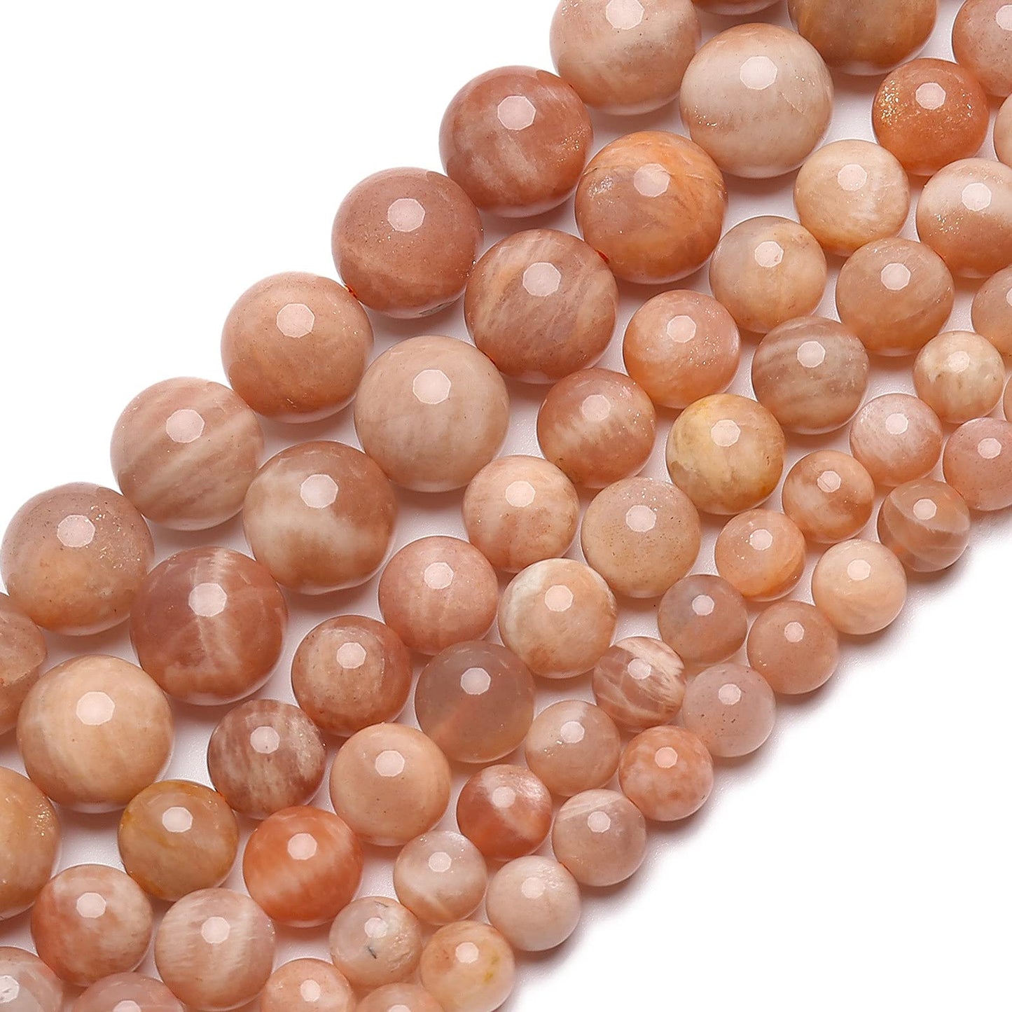 70PCS Natural 8MM Healing Gemstone, Sunstone Energy Stone Round Loose Beads, Semi-Precious Crystal Beads with Free Elastic String for Jewelry Making DIY