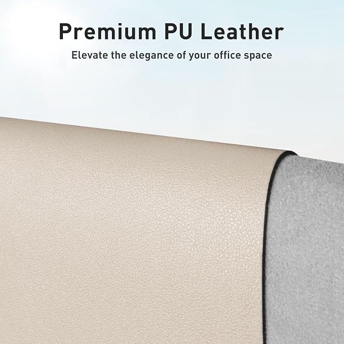 Aothia Large PU Leather Desk Pad Protector – Non-Slip Mouse Pad & Writing Mat for Office/Home, Waterproof, Easy to Clean (36" x 17", Eggshell)