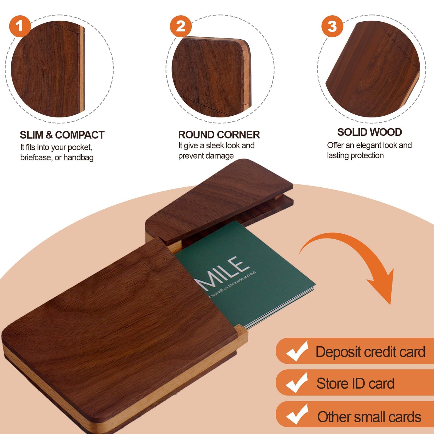YOYAI Wood Business Card Holder Case Magnetic Closure Portable Lightweight Handcrafted Wooden Card Carrier