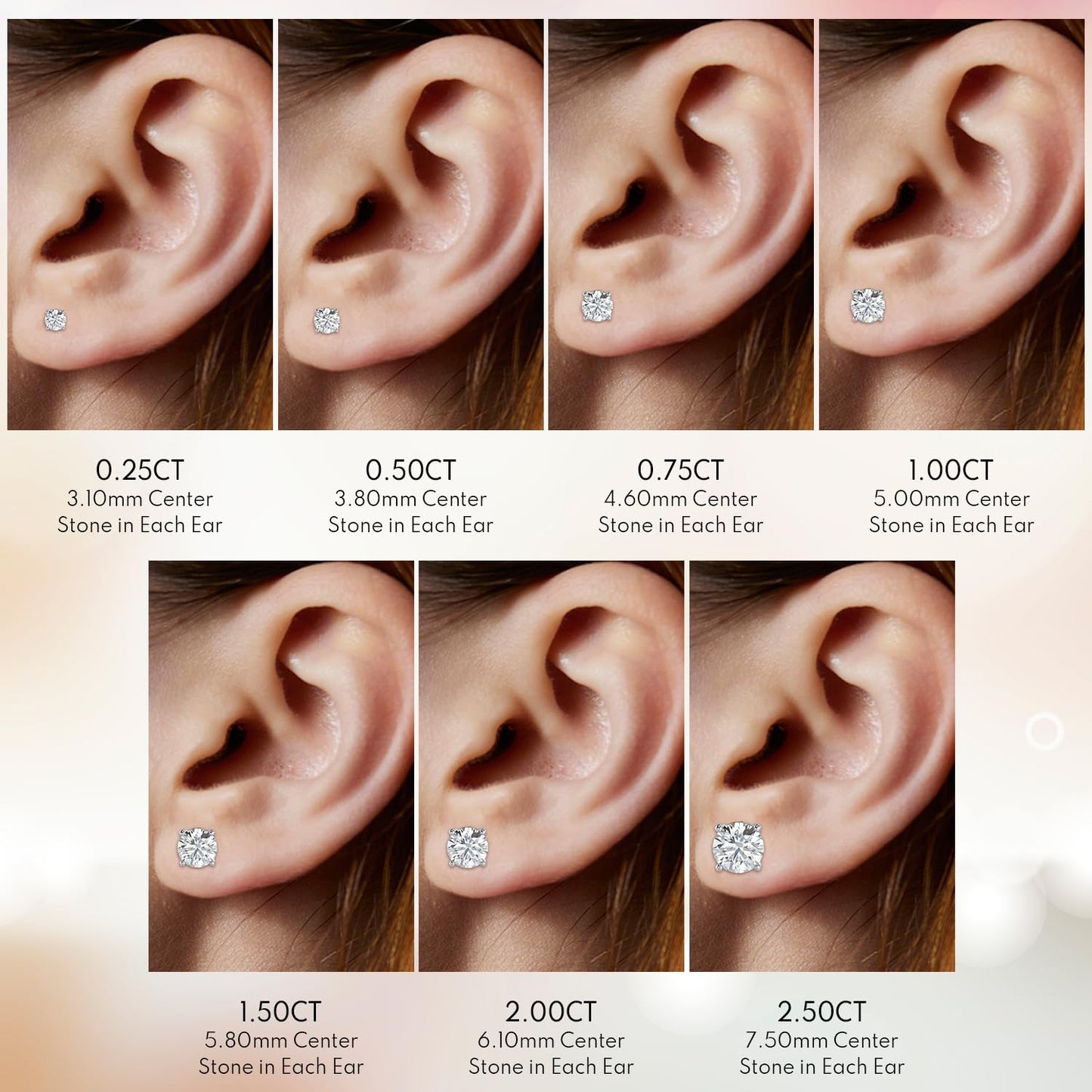 0.50 Carat Lab-Grown Round Cut Diamond Stud Earrings for Women |VS Clarity, E-F Color | 14K White Gold | 4-Prong Screw Back Secure Setting | Fine Jewelry Wedding Anniversary | Gift for Her
