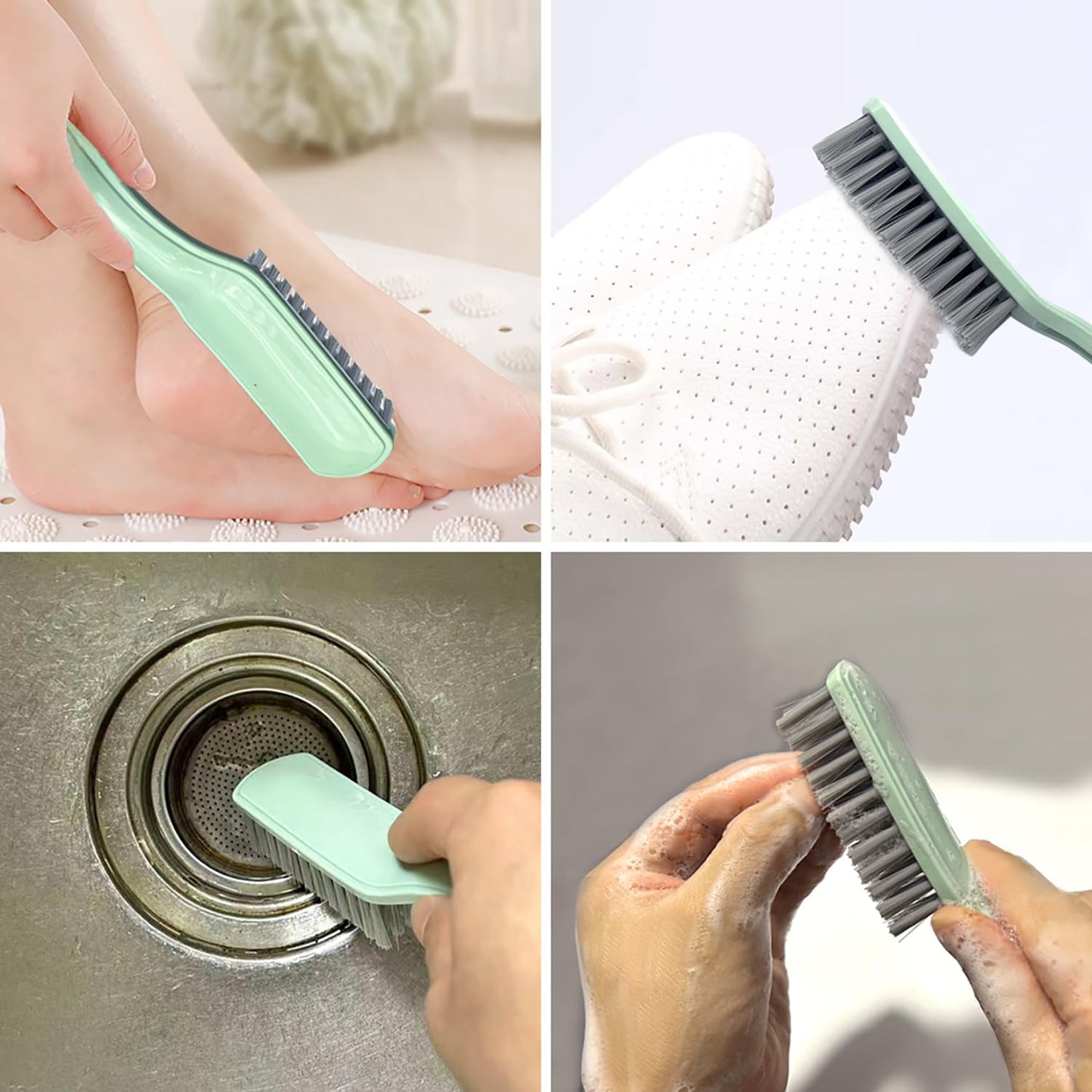 Nail Brush Foot Brush Curved Handle Grip Hand Fingernail Scrub Brush Home Laundry Cleaning Shoes Clothes Toes Nails Feet Scrubber,4 PCS