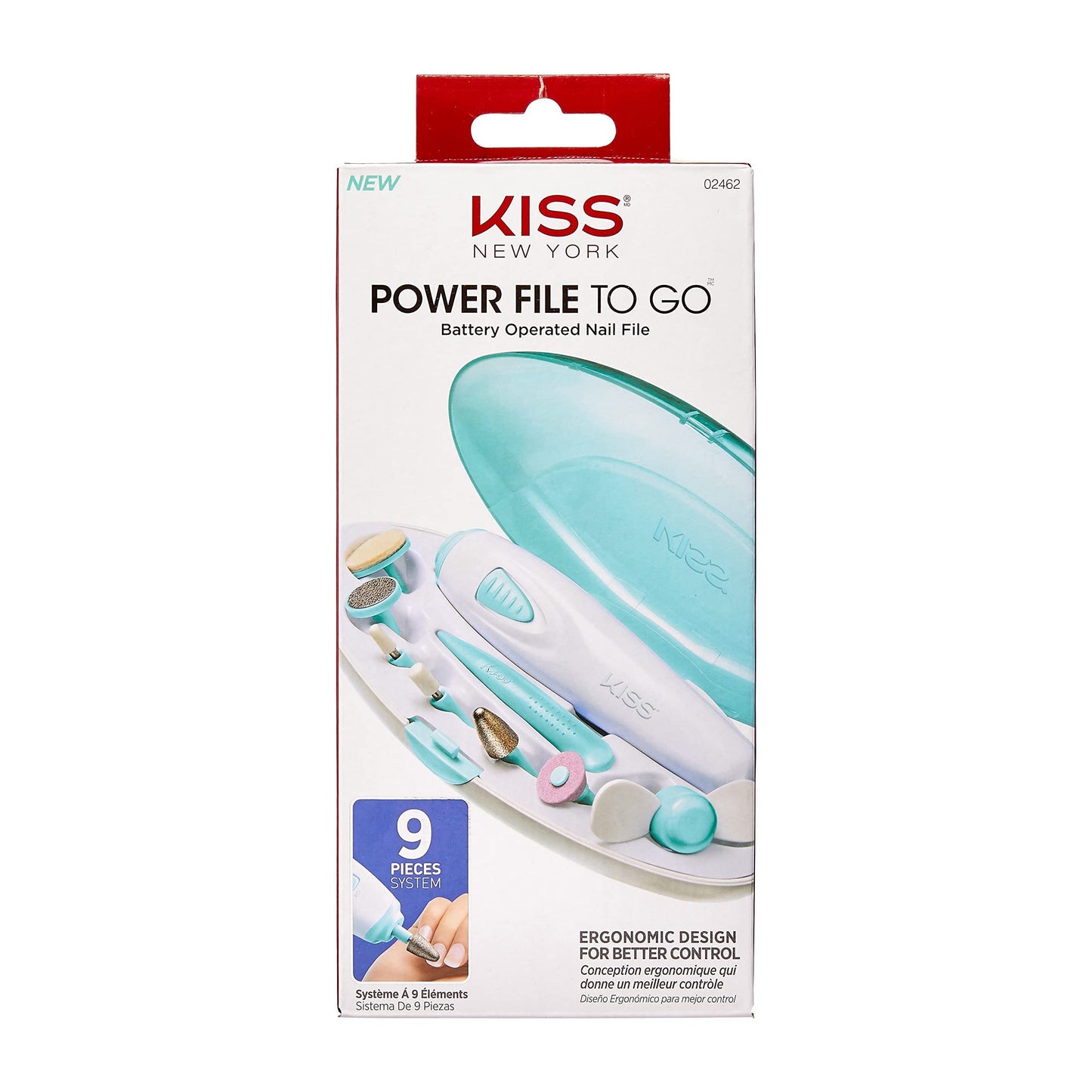 KISS Power File to Go Battery Powered Mani/Pedi Tool Professional Nail Care with 8 Attachments & Storage Case, Shape, Clean, and Polish Nails