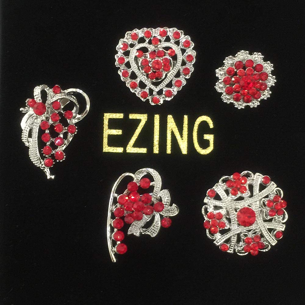 Ezing Lot 24pc Shining Rhinestone Crystal Brooches Pins DIY Wedding Bouquet Kit (H)