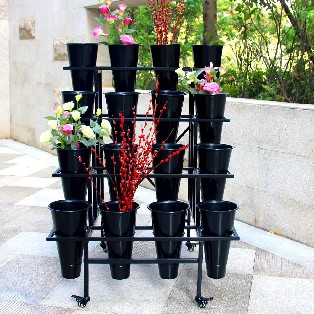 Zhongma 4 Tier Flower Display Stand with 16pcs buckets