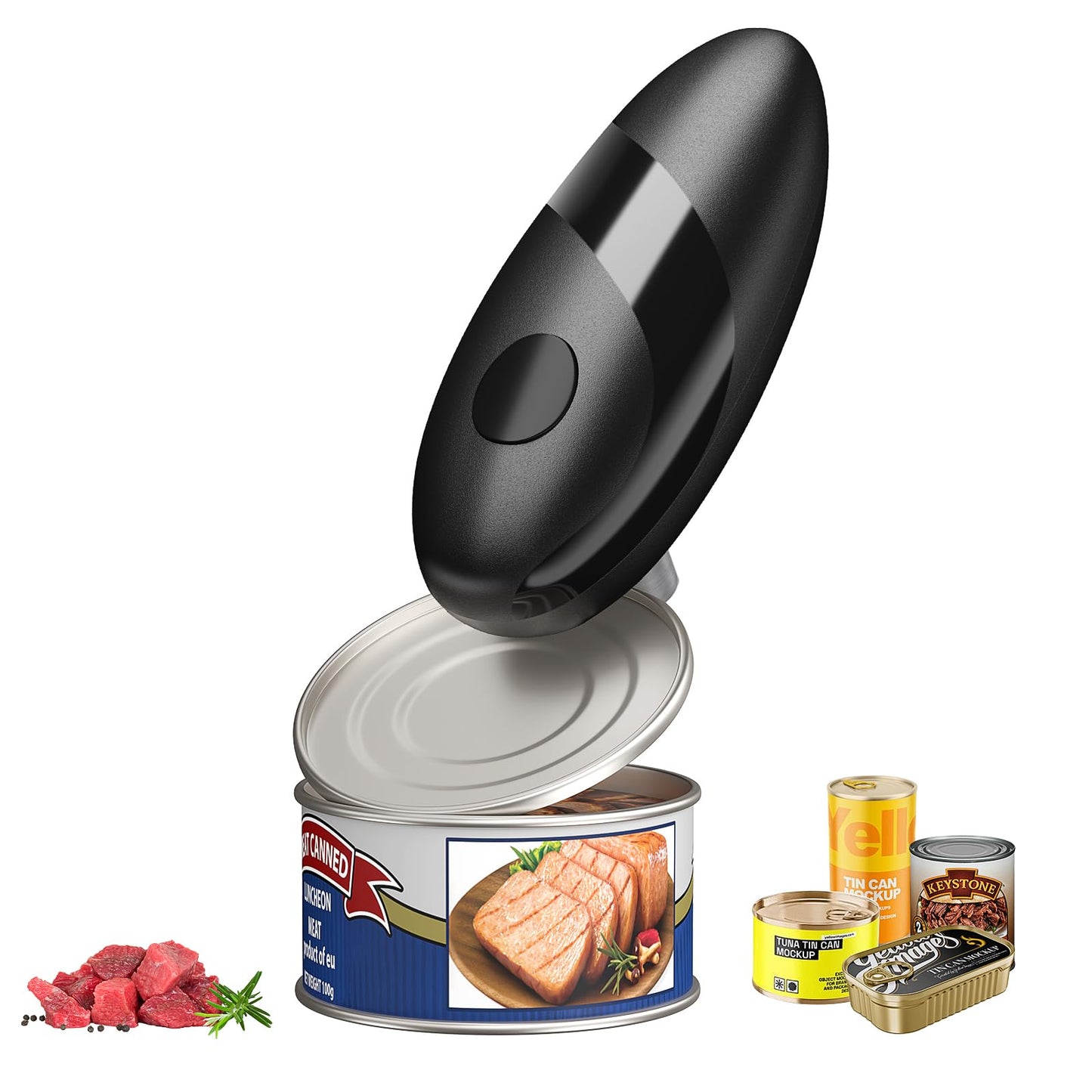 electriccan opener, automatic can opener, one-button operation, with smooth edge design suitable for the elderly, portable kitchen tool, suitable for most can sizes.