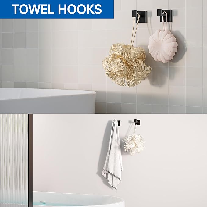 10-Piece Bathroom Hardware Accessories Set, 23.6 Inch SUS304 Stainless Steel Towel Bar Set, Wall Mounted Bathroom Towel Holders, Towel Hooks with Toilet Paper Holder