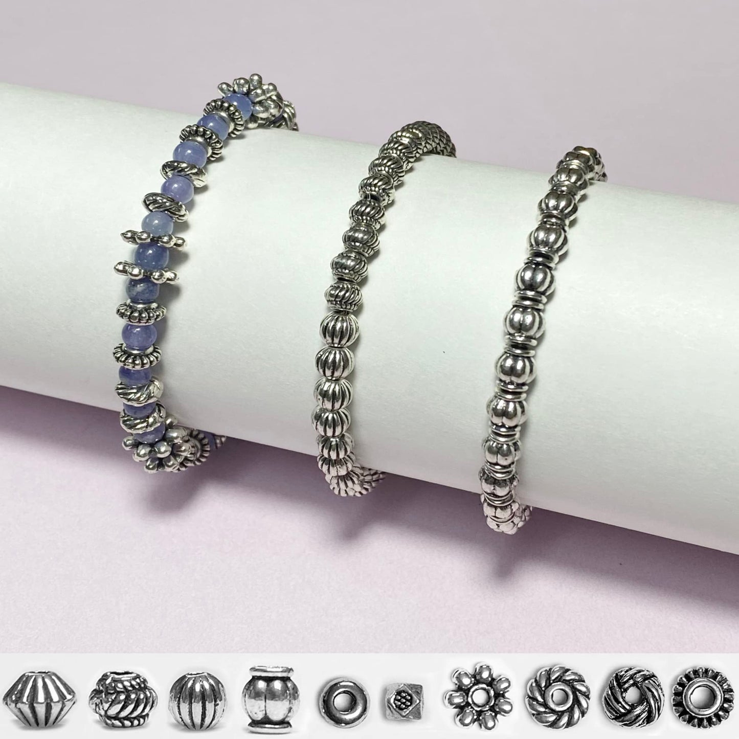 Heather's cf Metal Spacer Beads – Durable Quality & Antique Style – Assorted Silver Bead Spacers for Bracelets, Necklaces & Earrings – Ideal for DIY, Jewelry Making & Crafting – Small (500pcs)
