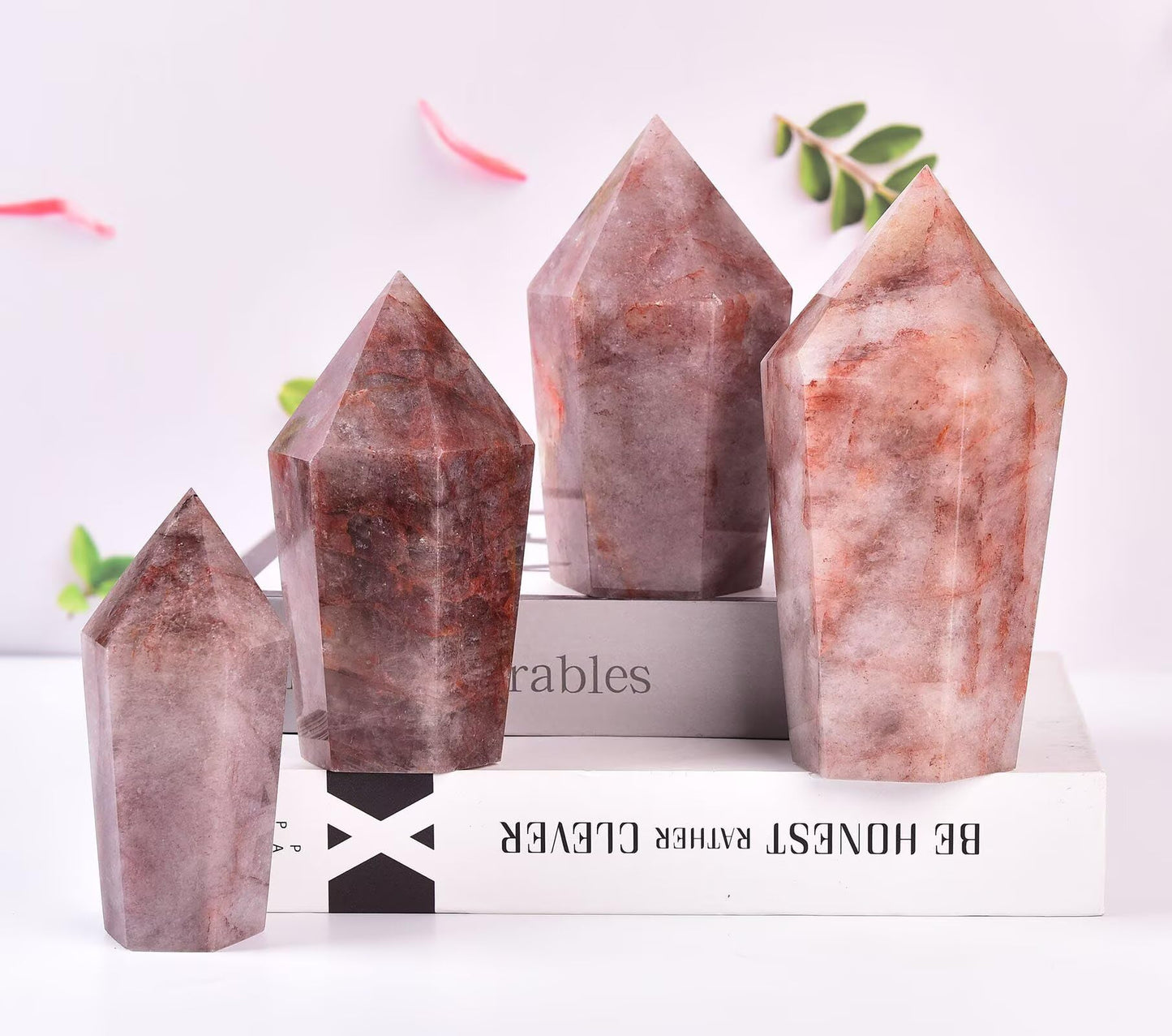 VIZYTOU Red Hematoid Stone Tower Obelisk Large Healing Crystal Rock Point Wand Reiki Healing Meditation Stone 0.6-1.1 LBS