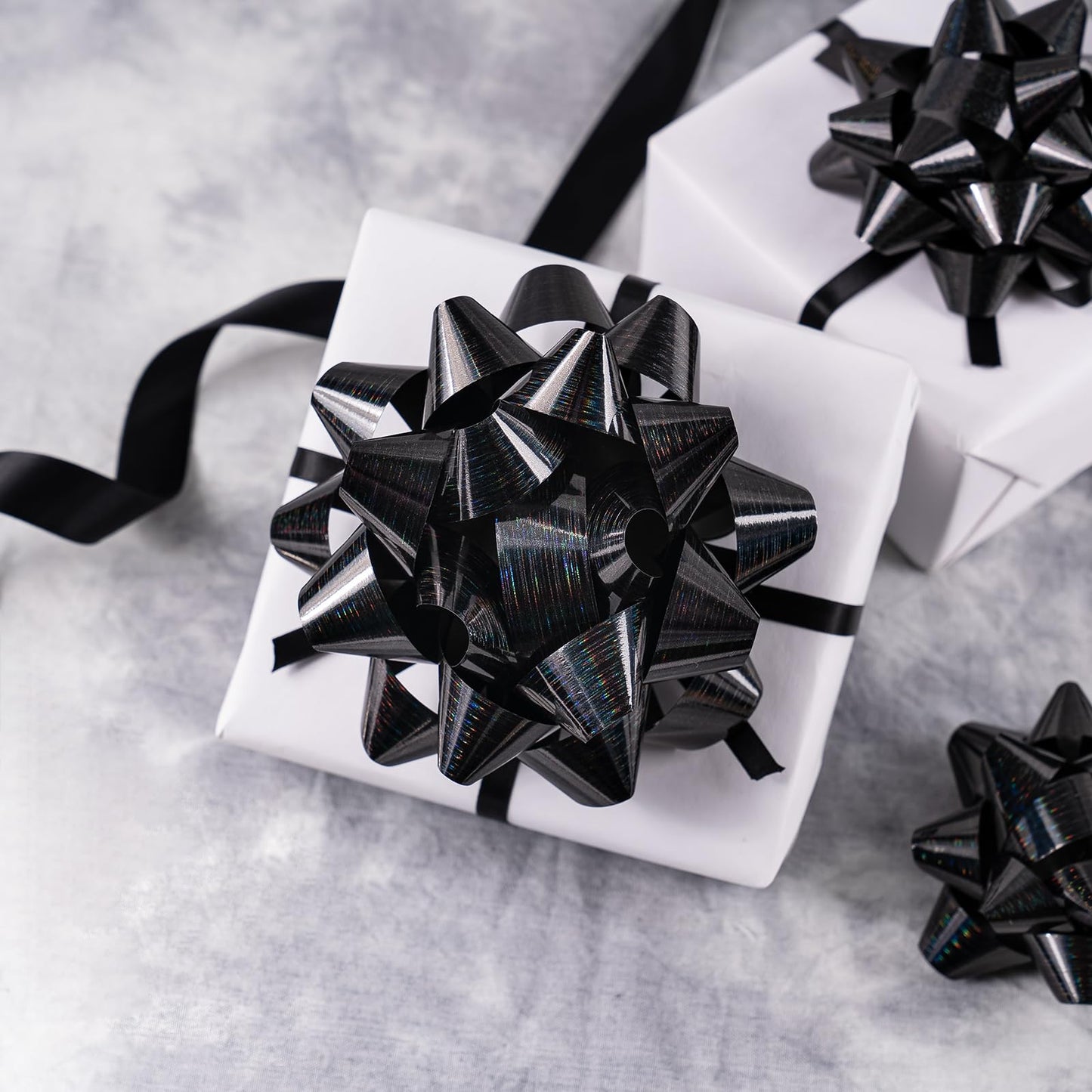 WRAPAHOLIC Black Gift Bow Assortment (24 Bows) for Birthday, Wedding, Christmas, Baby Shower, Bridal Showers