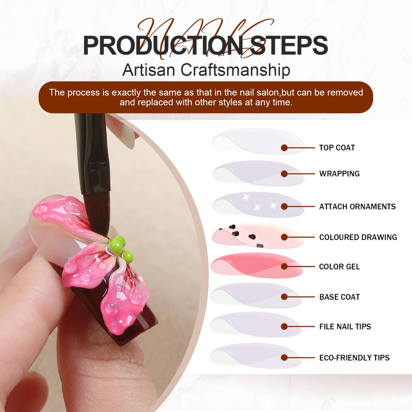 Homsera Handmade Press On Nails, Reusable Stick on Fake Nails with Nails Glossy Stick on Nails Full Elegant Sexy Style For Women