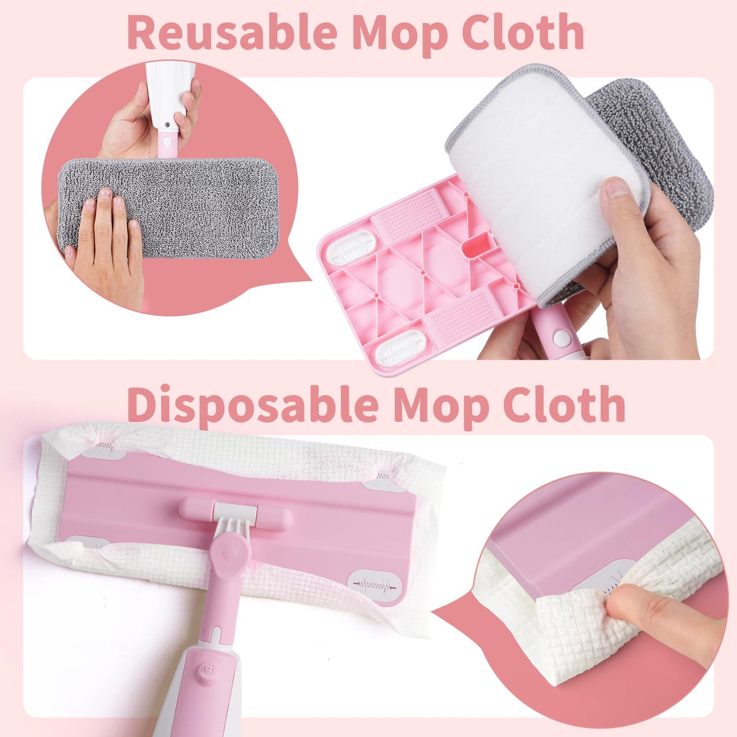 Lullulii Kids Spray Mop,Fun & Functional Toddler Cleaning Set,Real Working Mop for Floors,Pretend Play – Includes Spray Bottle, 2 Washable Microfiber Pads, Montessori Kids Cleaning Toy Set -Pink