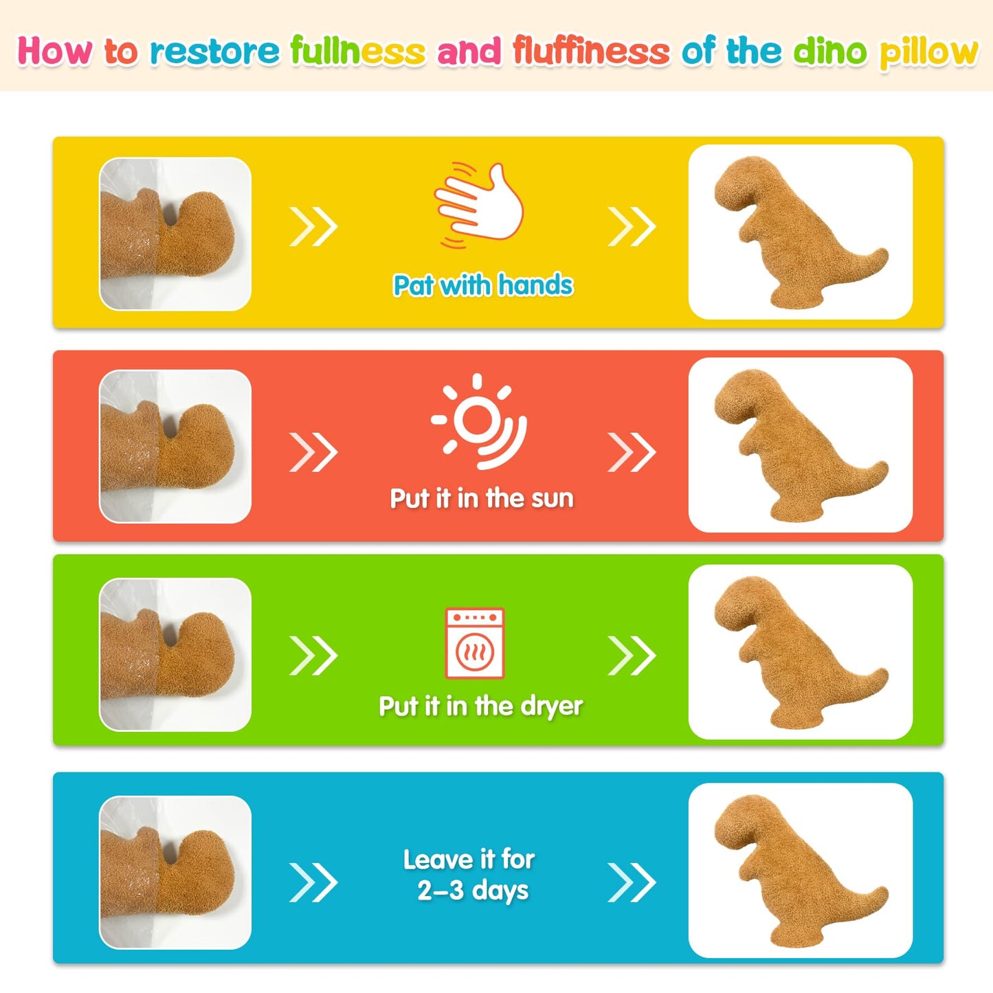 Andywoo Dino Chicken Plush Nuggets Pillow for Funny Birthday Gifts, Cute Funny Stuffed Animals Toy for Boy and Girl, Dinosaur Gifts for Kids Teens and Adults (3 Pack, Large)
