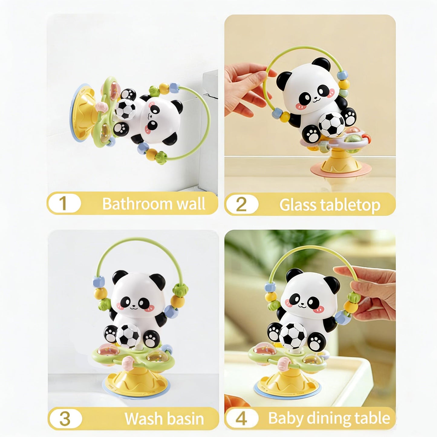lebowen Baby Toy, Panda Suction Cup High Chair Table Soother, Grip and Spin Toy, Interactive Development, Suitable for 10-36 Months, Baby Gift, Excellent Birthday Present Choice