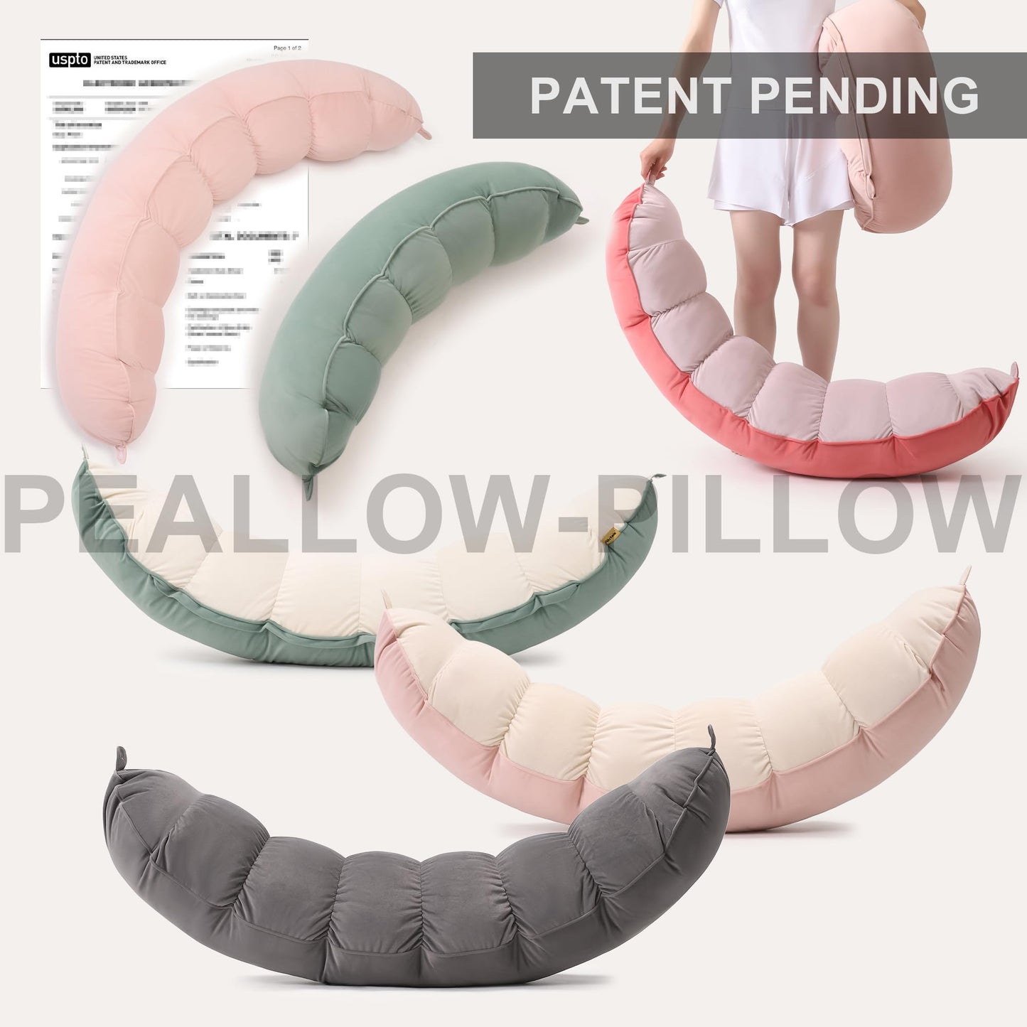 Ailuteie Peallow(Pat. Pend) – Long Round Body Pillow for Adults, Bolster Pillow for Sleeping, Soft and Supportive Pillow for Sleeping & Lumbar Support