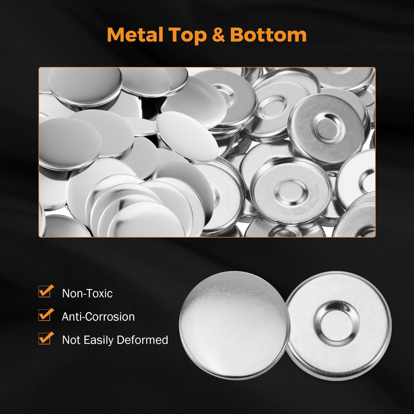 BEAMNOVA 50 Sets of Button Maker Supplies for 32mm 1.26 in (1-1/4 inch) Double-Sided Keychain Metal Parts for Hand Press Round Badge Crafts Making Machine