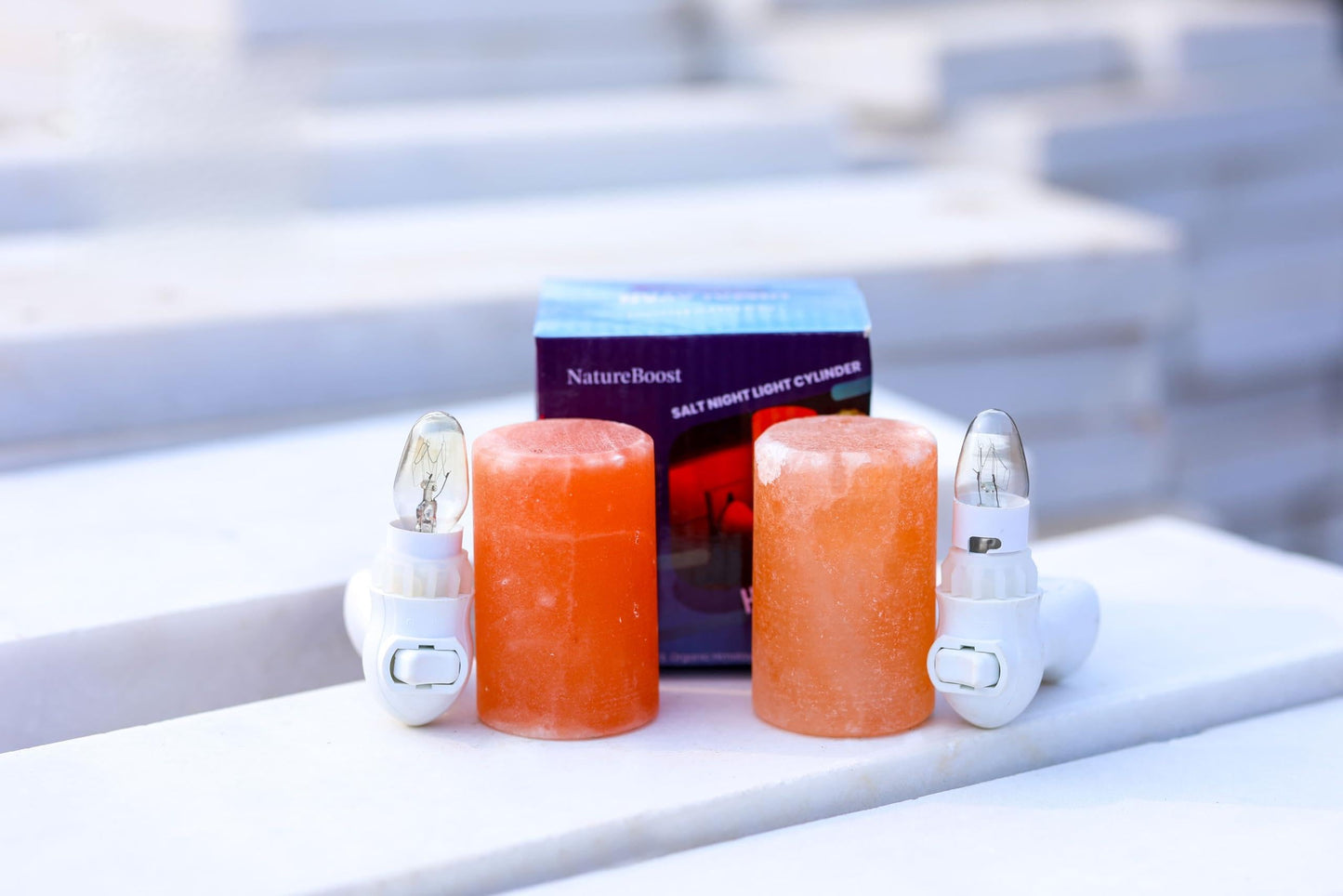 NatureBoost NB Himalayan Pink Salt Cylinder Shape Night Light 2 Pk