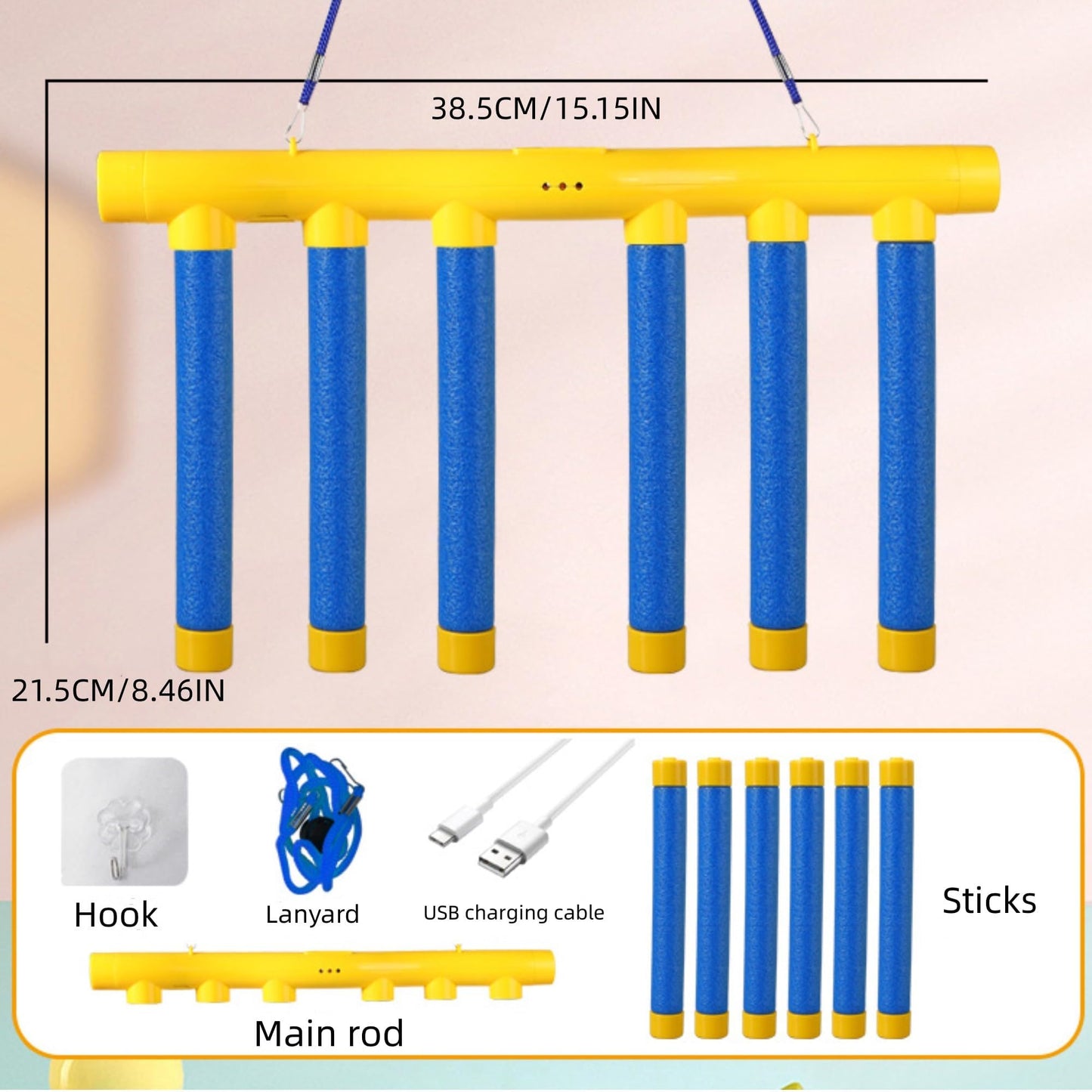 Reflex Drop Sticks Challenge Game, Reaction Time Training, Hand Eye Coordination Training, Upgrade Remote Control 3 Adjustable Speed Modes Hand, Fun Catching Stick Game (Yellow)